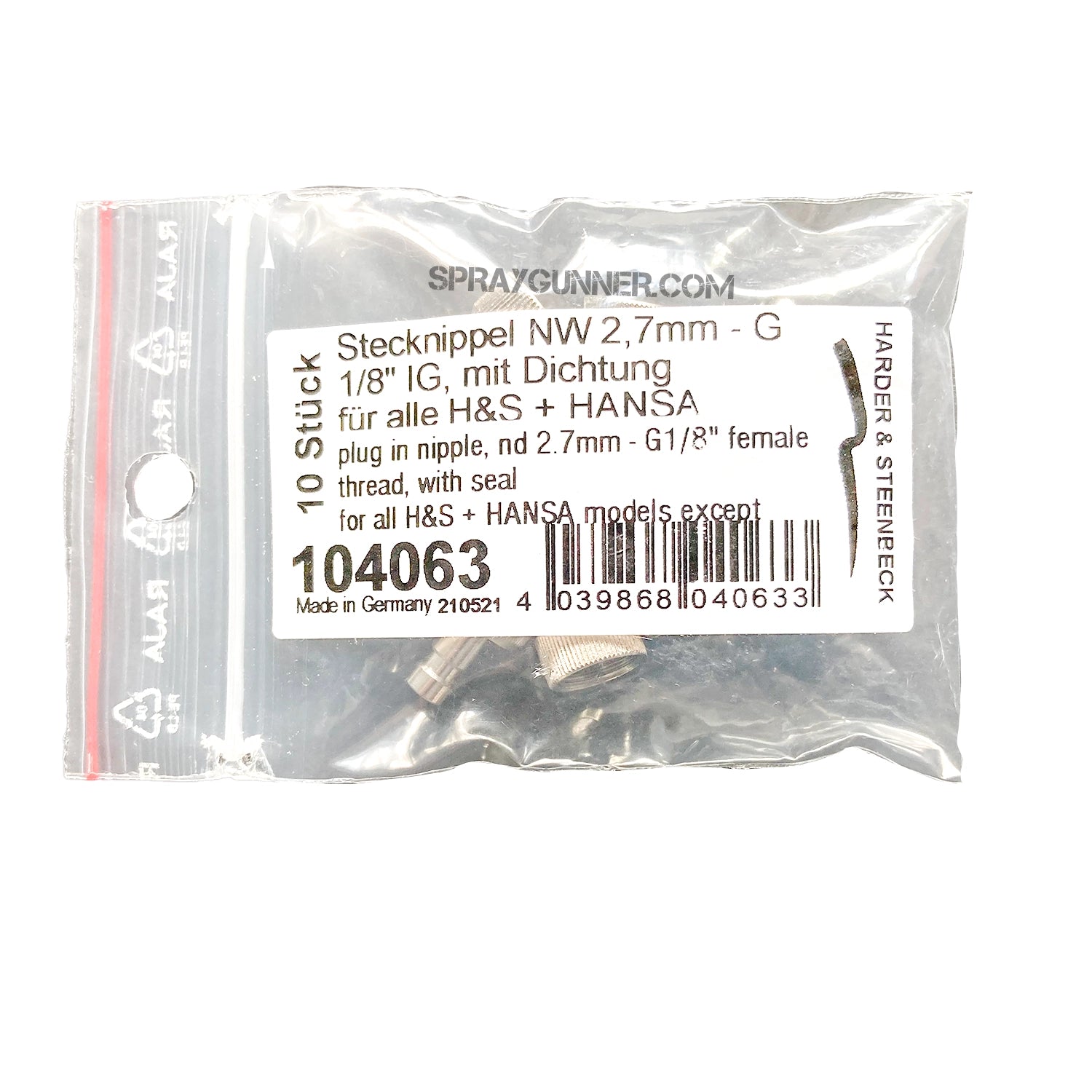 Plug in nipple for Harder Steenbeck and Iwata airbrushes - Urbanlystore