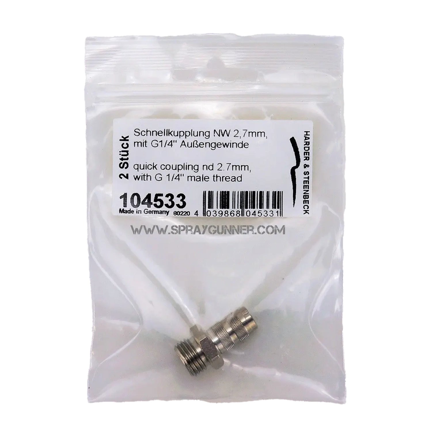 Harder & Steenbeck Quick Coupling nd 2.7mm with G 1/4" Male Thread - Urbanlystore
