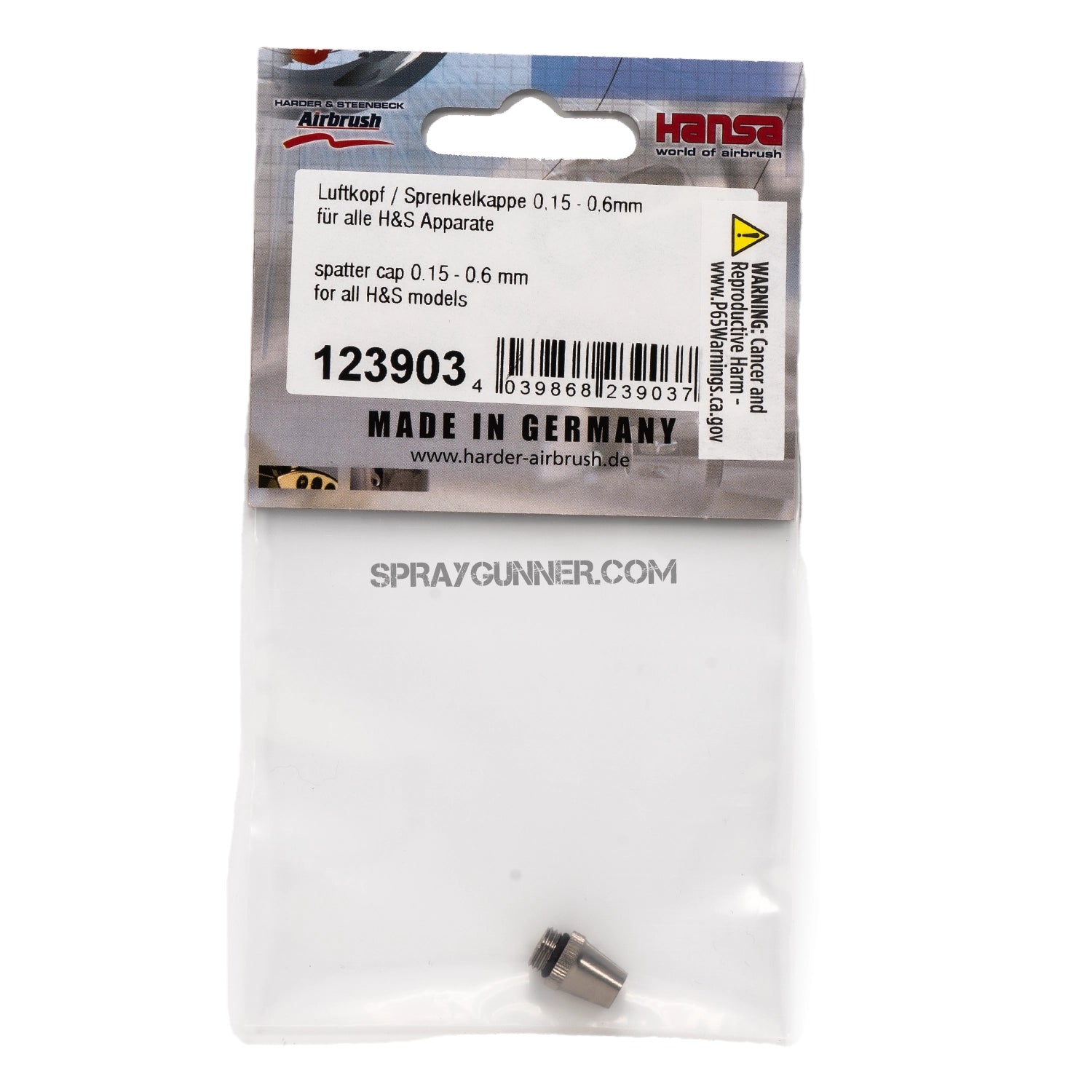 Spatter cap, 0.15 - 0.6mm for all airbrushes - Urbanlystore