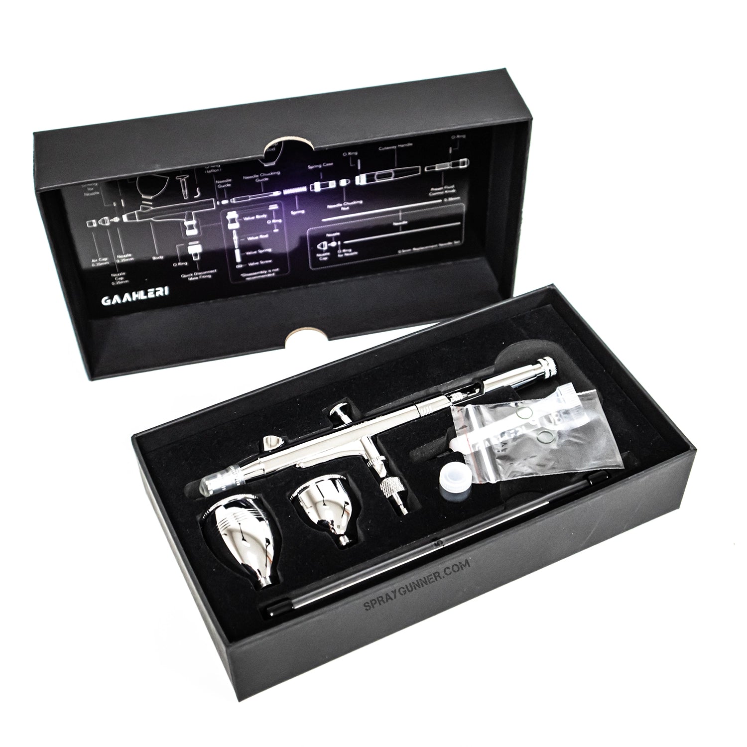 For intricate airbrushing tasks, the GAAHLERI GHAD 39 Advanced Series Airbrush boasts ergonomic design, seamless airflow, and precise control.