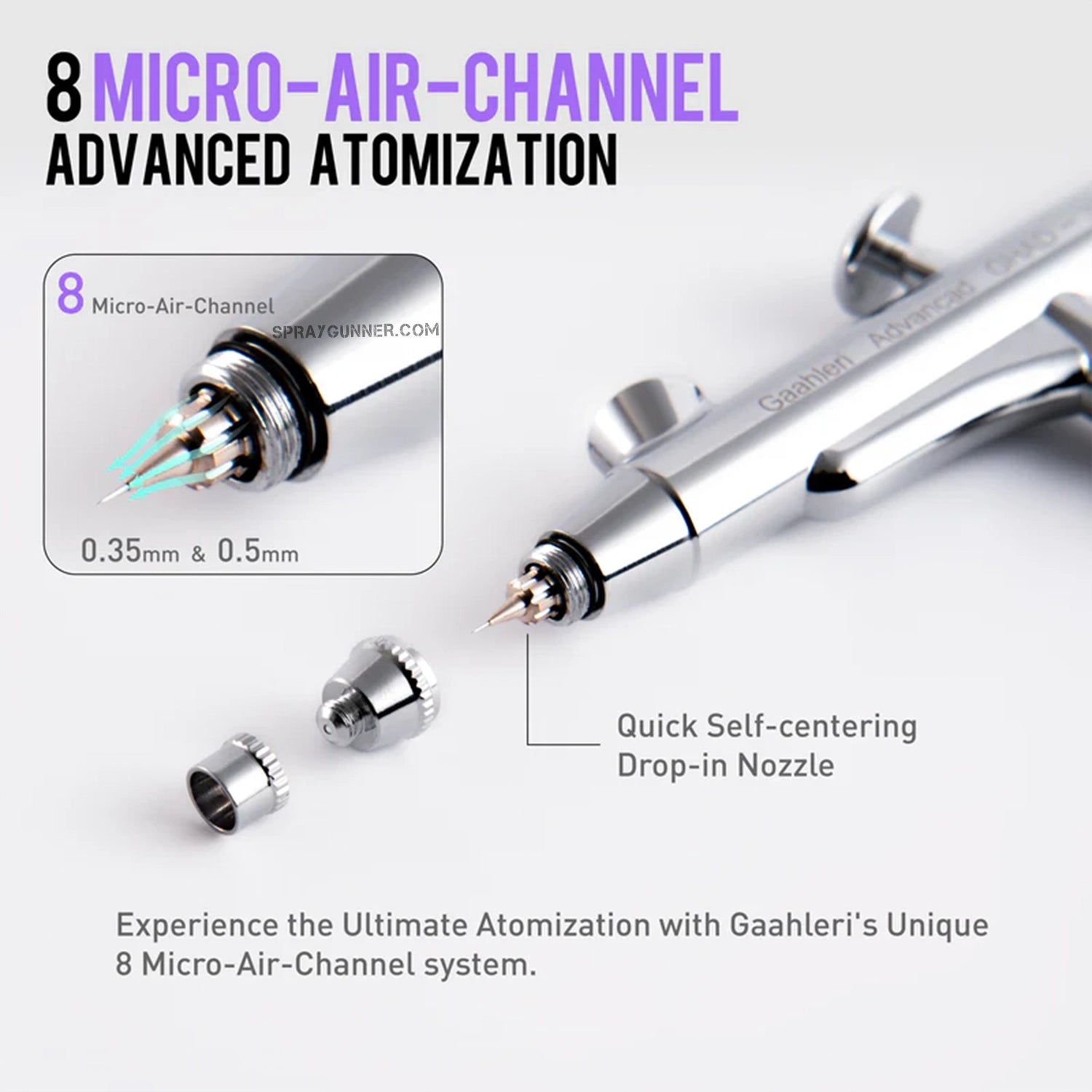 The GAAHLERI GHAD 39 Advanced Series Airbrush's ergonomic design, even airflow, and precise control make it the ideal tool for intricate airbrushing projects.