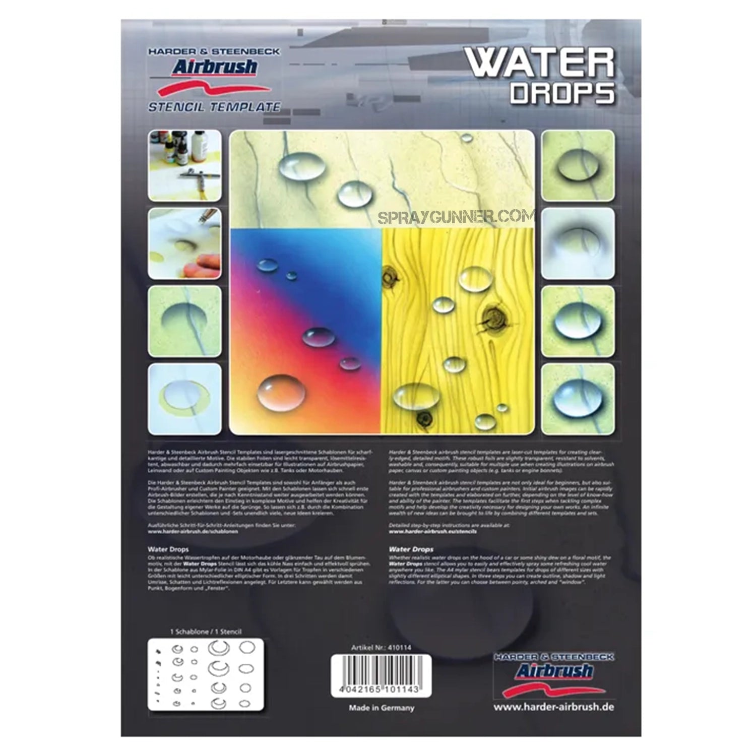 Harder and Steenbeck Airbrushing stencil "water drops" - Urbanlystore