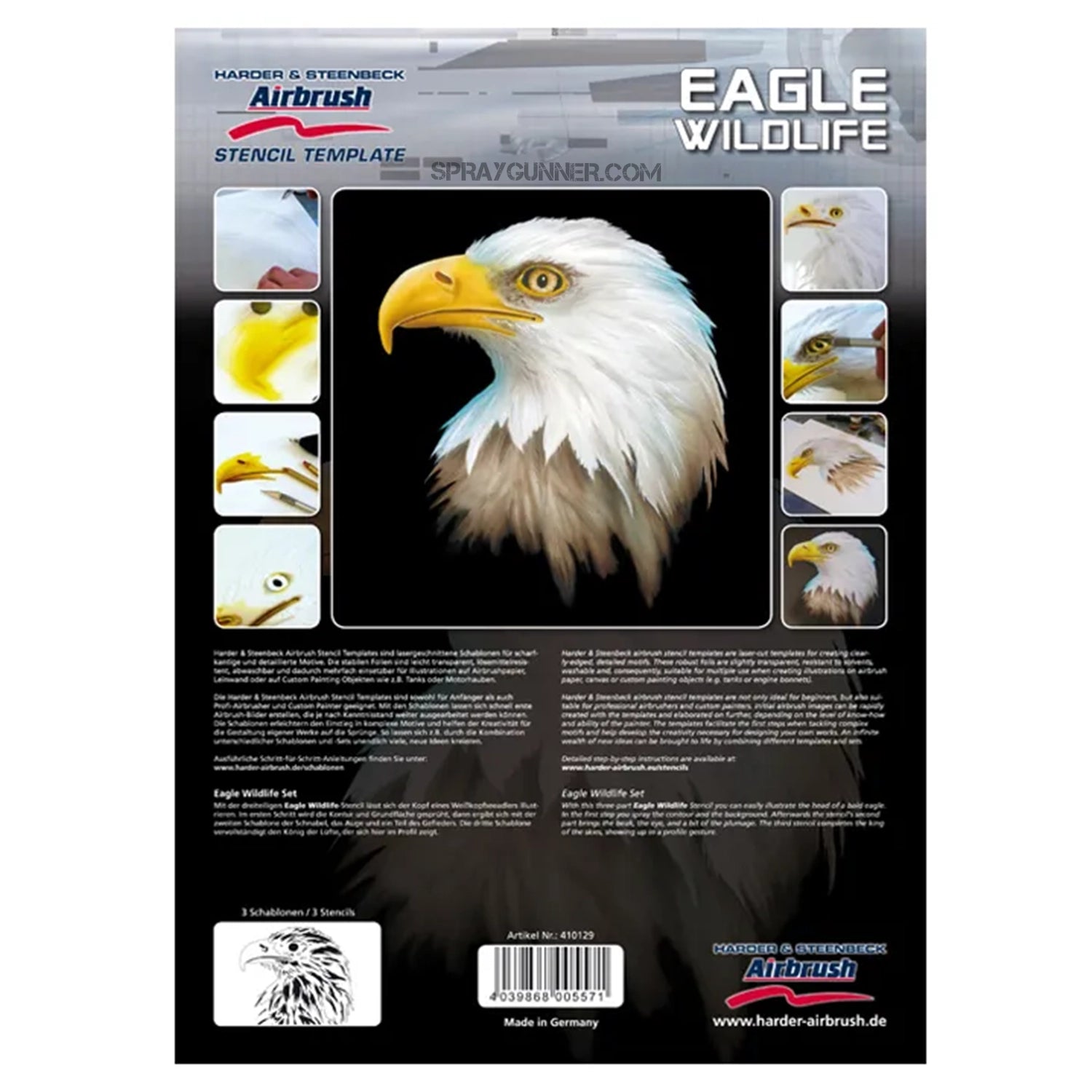 Harder and Steenbeck Airbrushing stencil set "Eagle Wildlife" - Urbanlystore