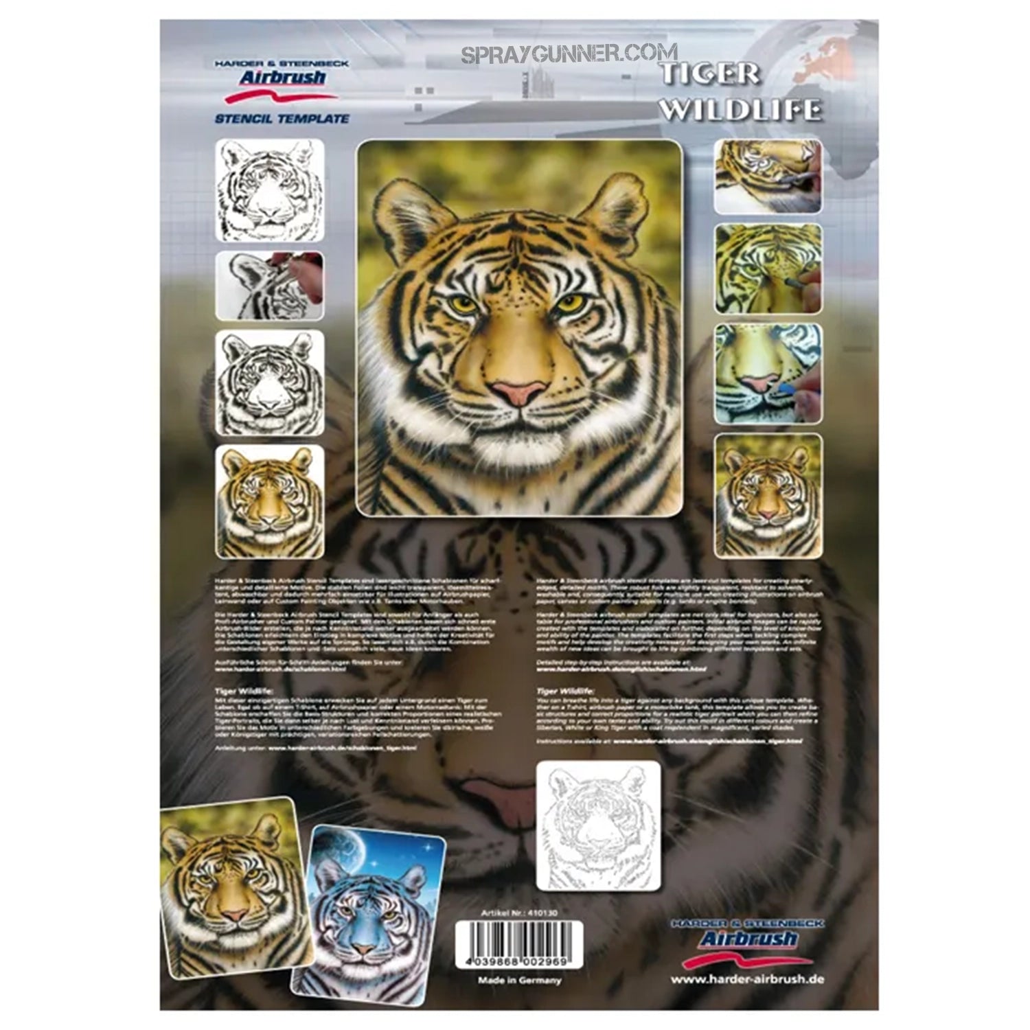 Harder and Steenbeck Airbrushing stencil set "Tiger Wildlife" - Urbanlystore