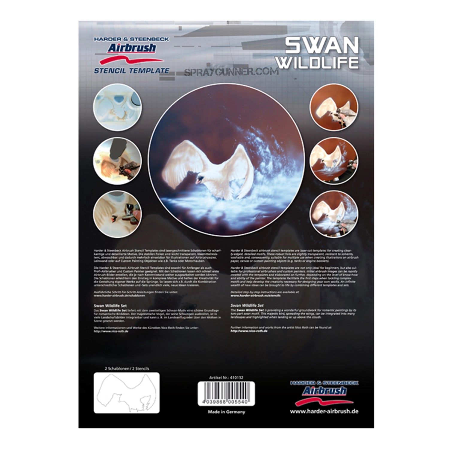Harder and Steenbeck Airbrushing stencil set "Swan Wildlife" - Urbanlystore