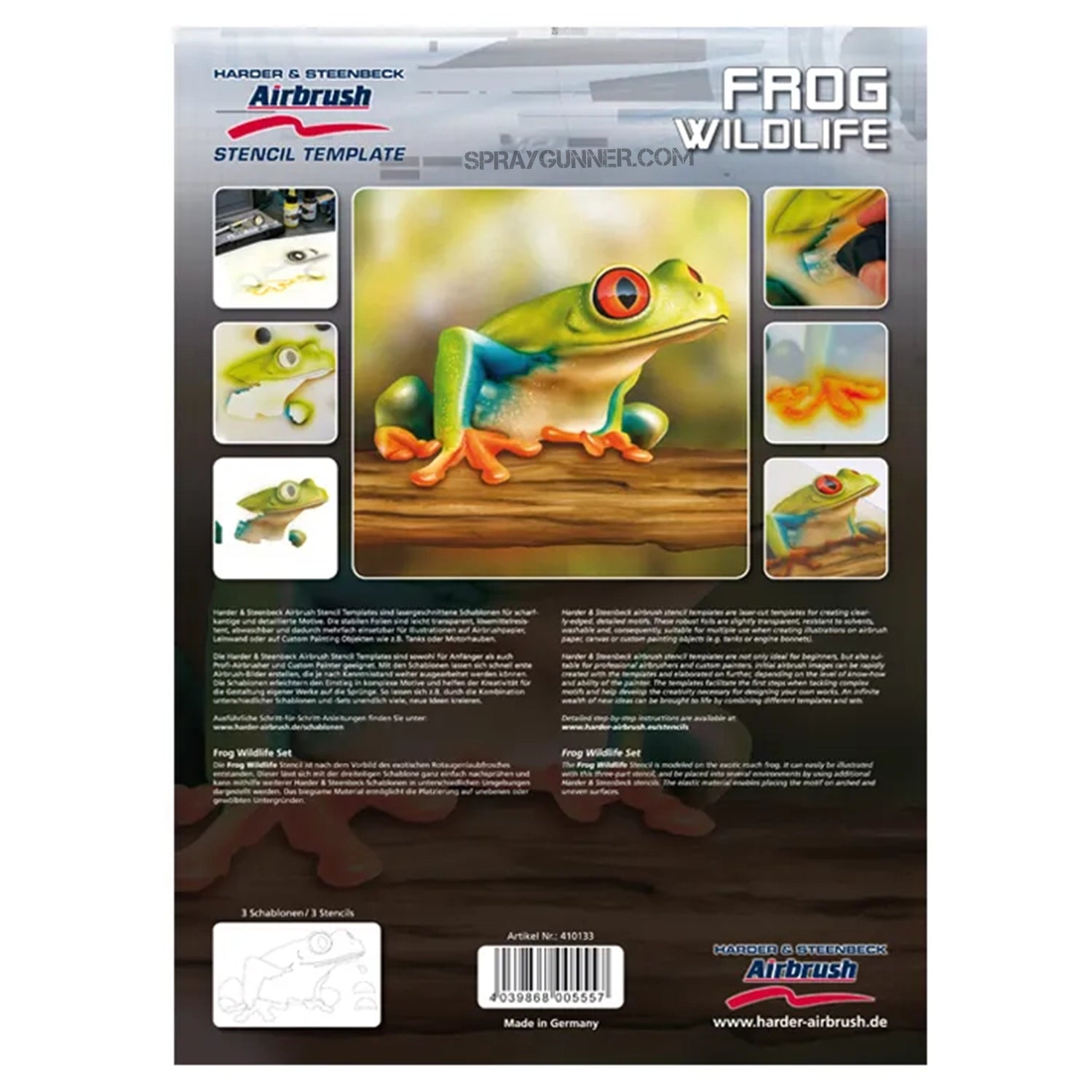 Harder and Steenbeck Airbrushing stencil set "Frog Wildlife" - Urbanlystore