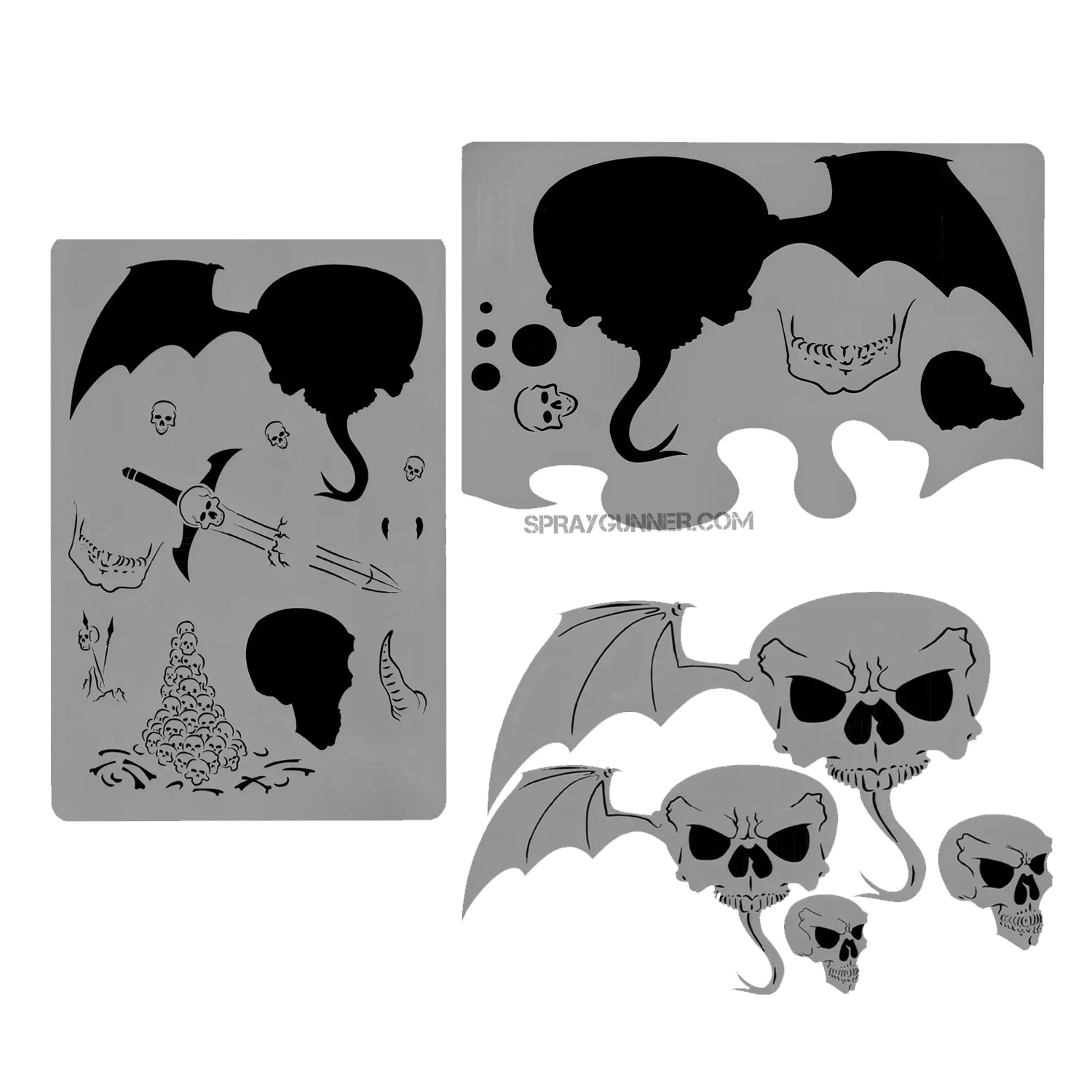 Harder and Steenbeck Airbrushing stencil set "Flaming skull" - Urbanlystore