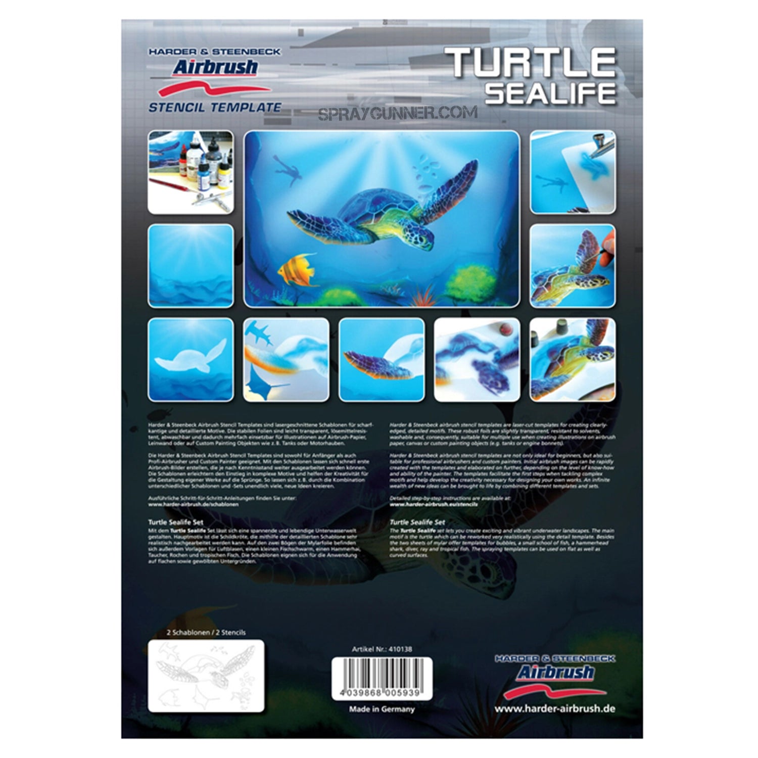 Harder and Steenbeck Airbrushing stencil set "Turtle Sealife" - Urbanlystore