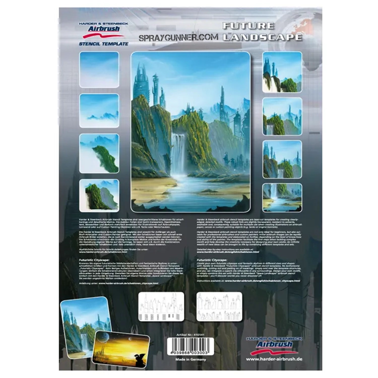 Harder and Steenbeck Airbrushing stencil "Futuristic cityscape" - Urbanlystore