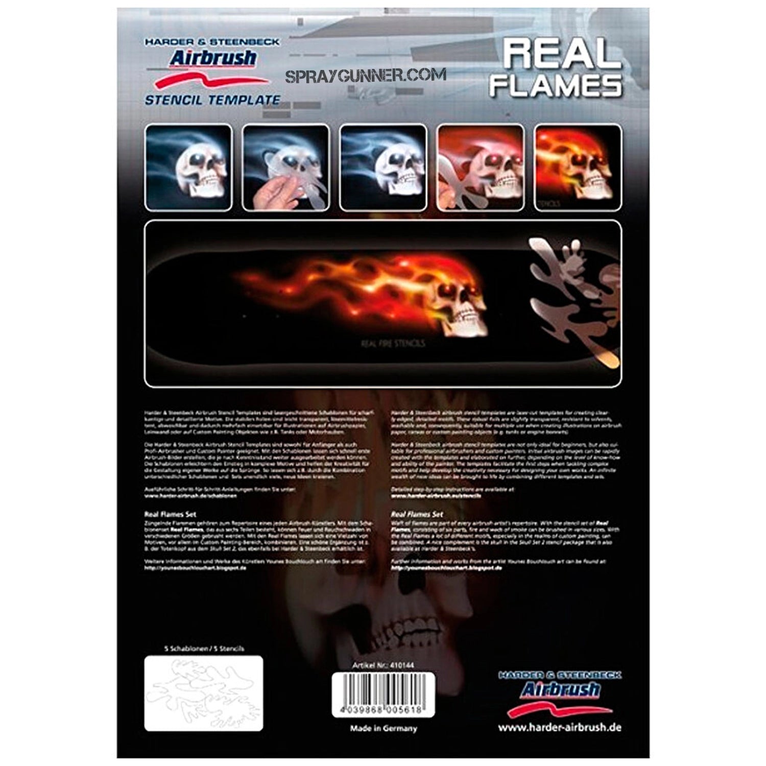 Harder and Steenbeck Airbrushing stencil "Real Flames" - Urbanlystore
