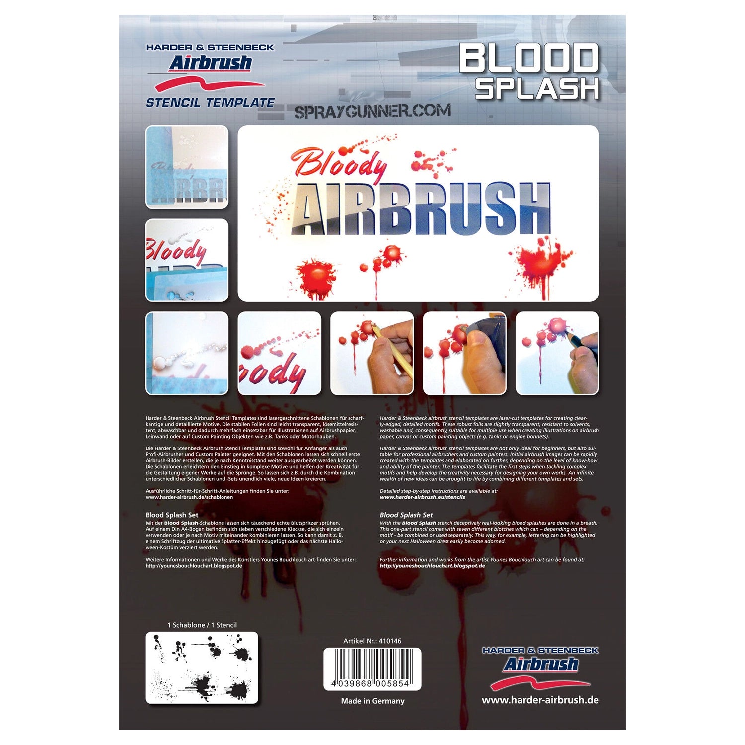 Harder and Steenbeck Airbrushing stencil "Blood Splash" - Urbanlystore