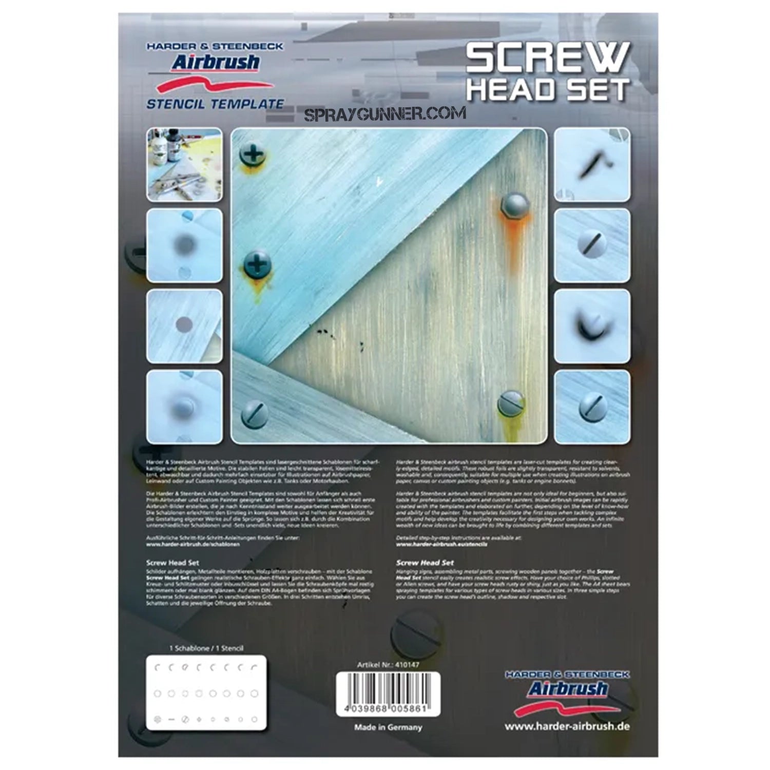 Harder and Steenbeck Airbrushing stencil "Screw Head" - Urbanlystore