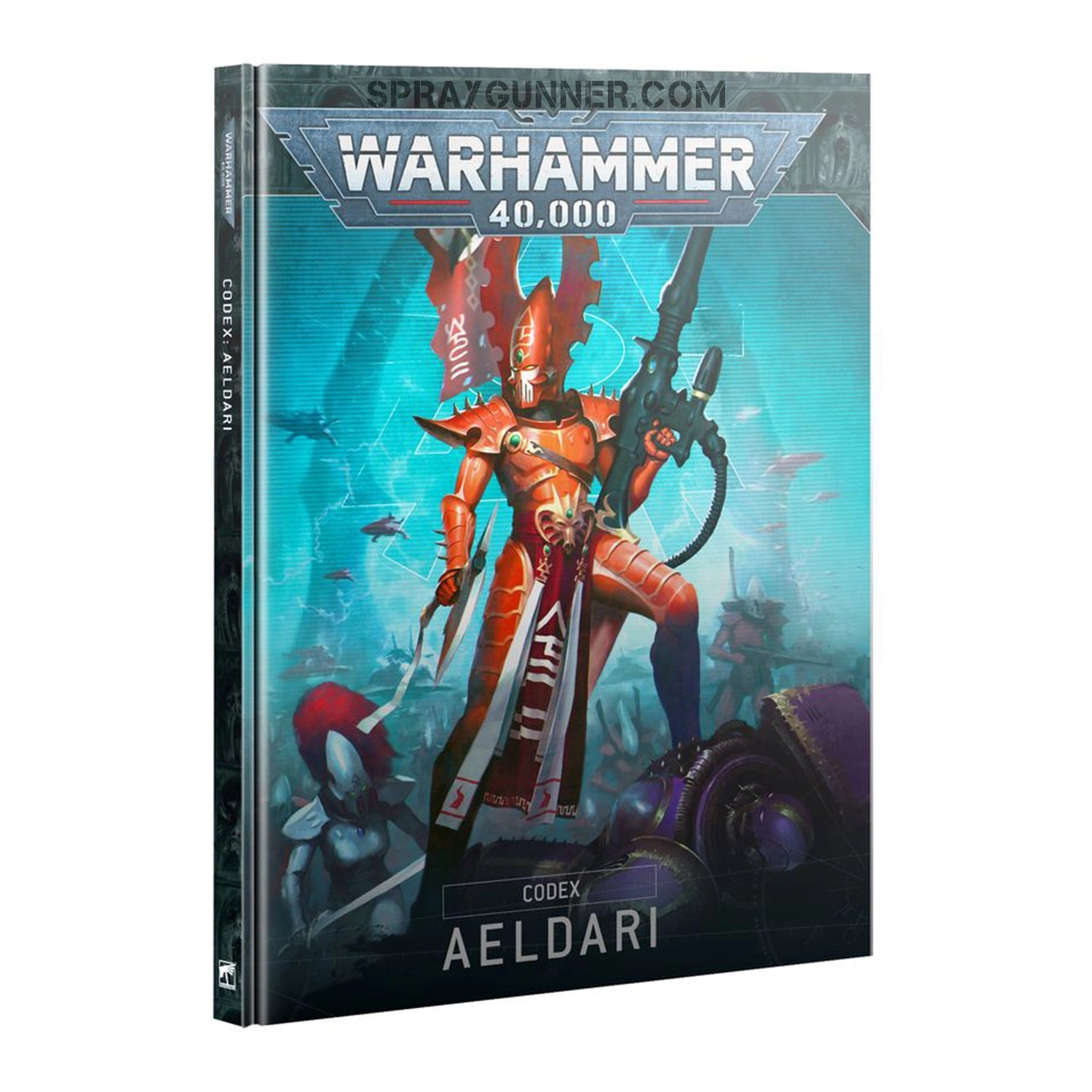 Warhammer 40K Codex: Aeldari (English) rulebook featuring detailed lore, unit stats, and strategies for Aeldari factions in the game.
