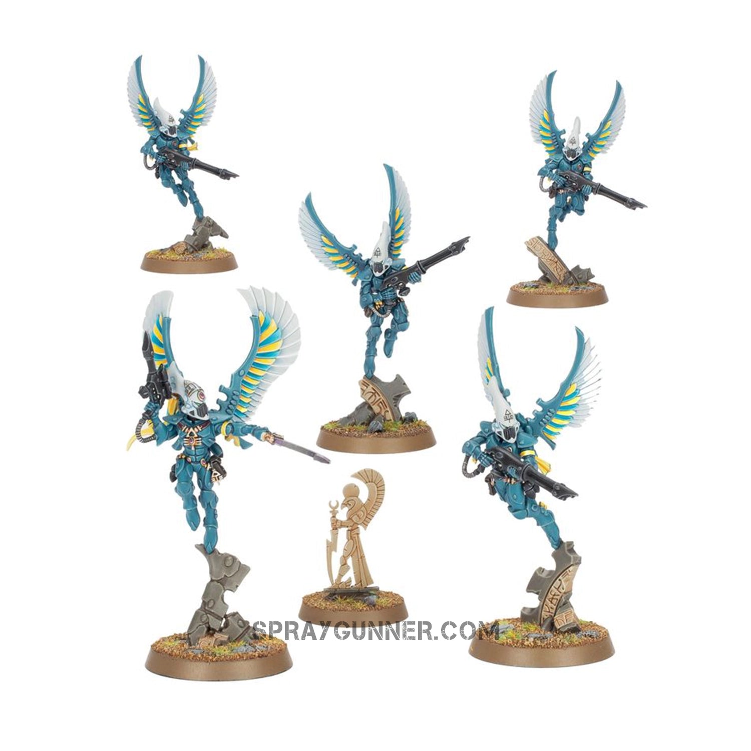 Swooping Hawks elite forces scale model kit for Warhammer 40K Aeldari. Six incredibly accurate Citadel miniatures are included for tabletop gaming.