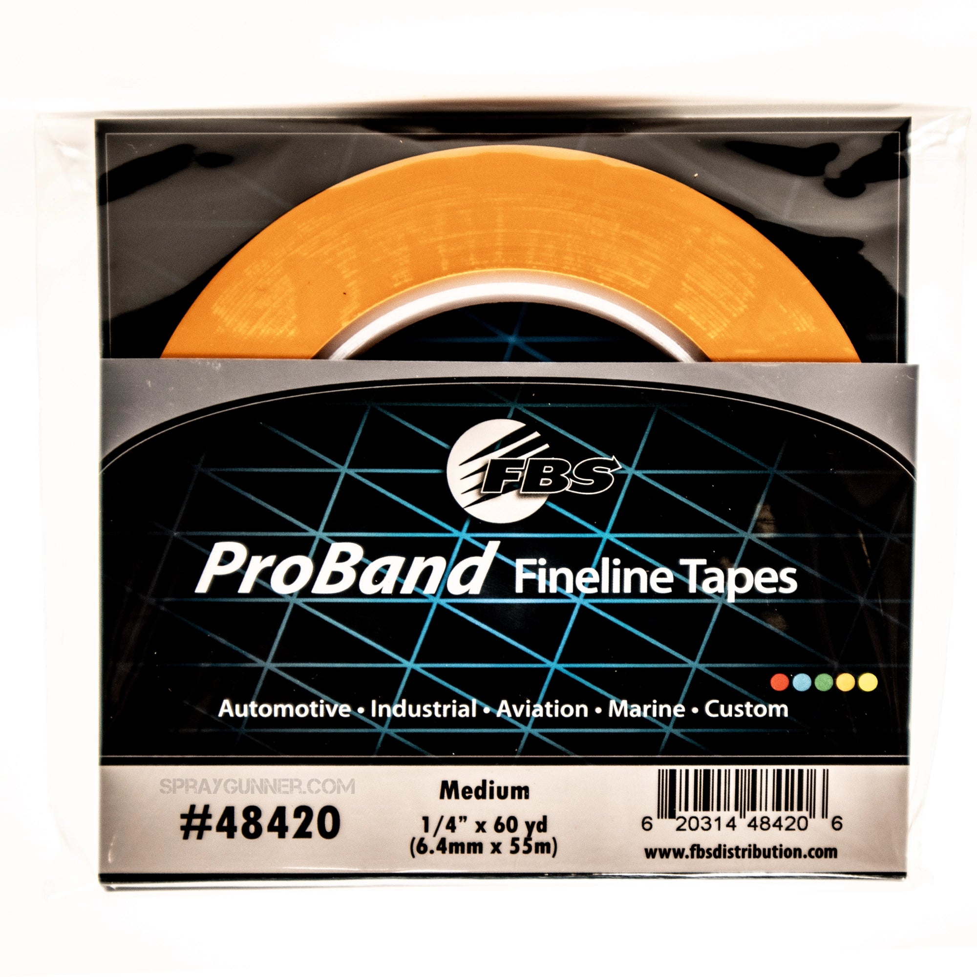 FBS PRO BAND Fine Line 48420 Orange Tape 1/4 in. x 60 yd