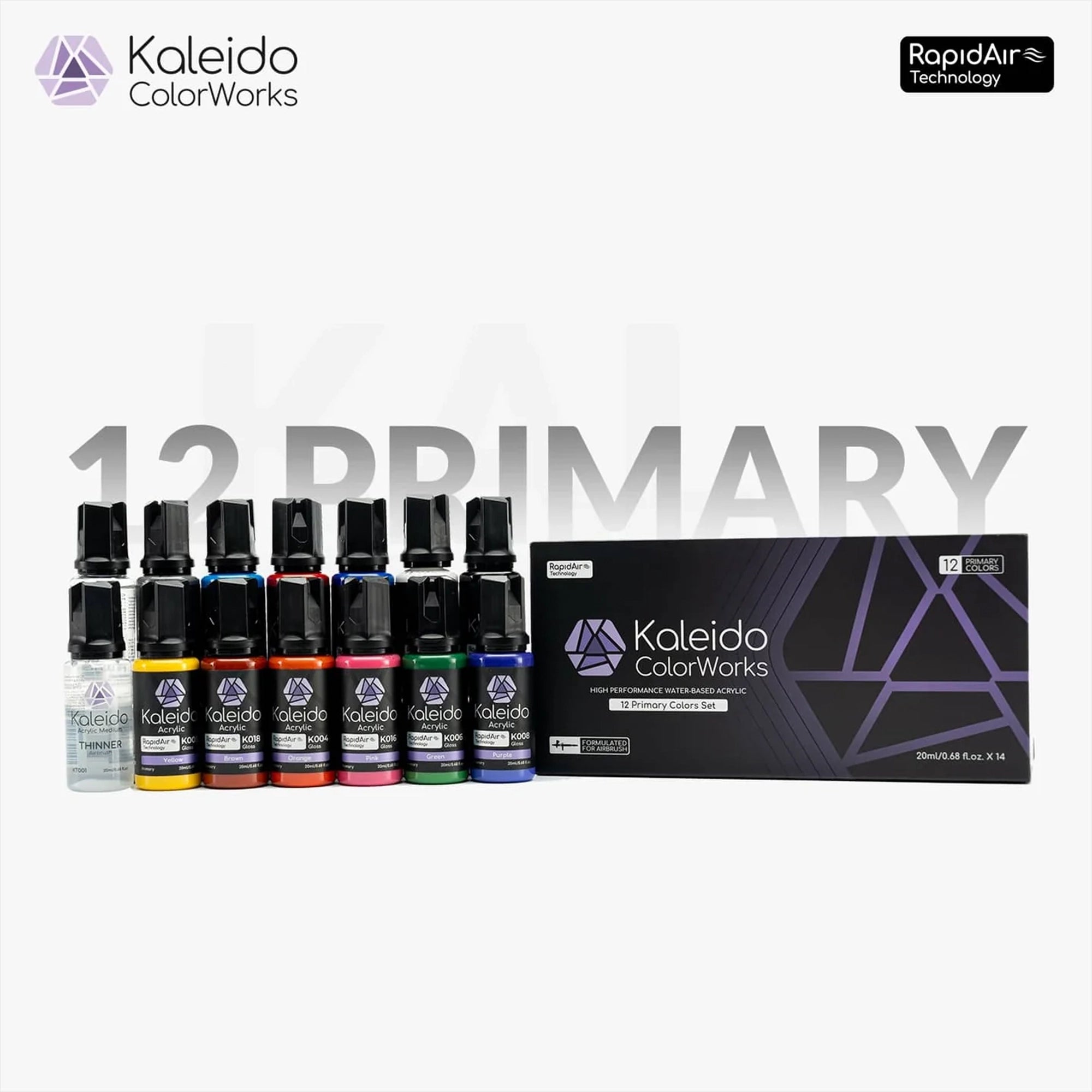 GAAHLERI Kaleido 12 Primary Colors Paint Set