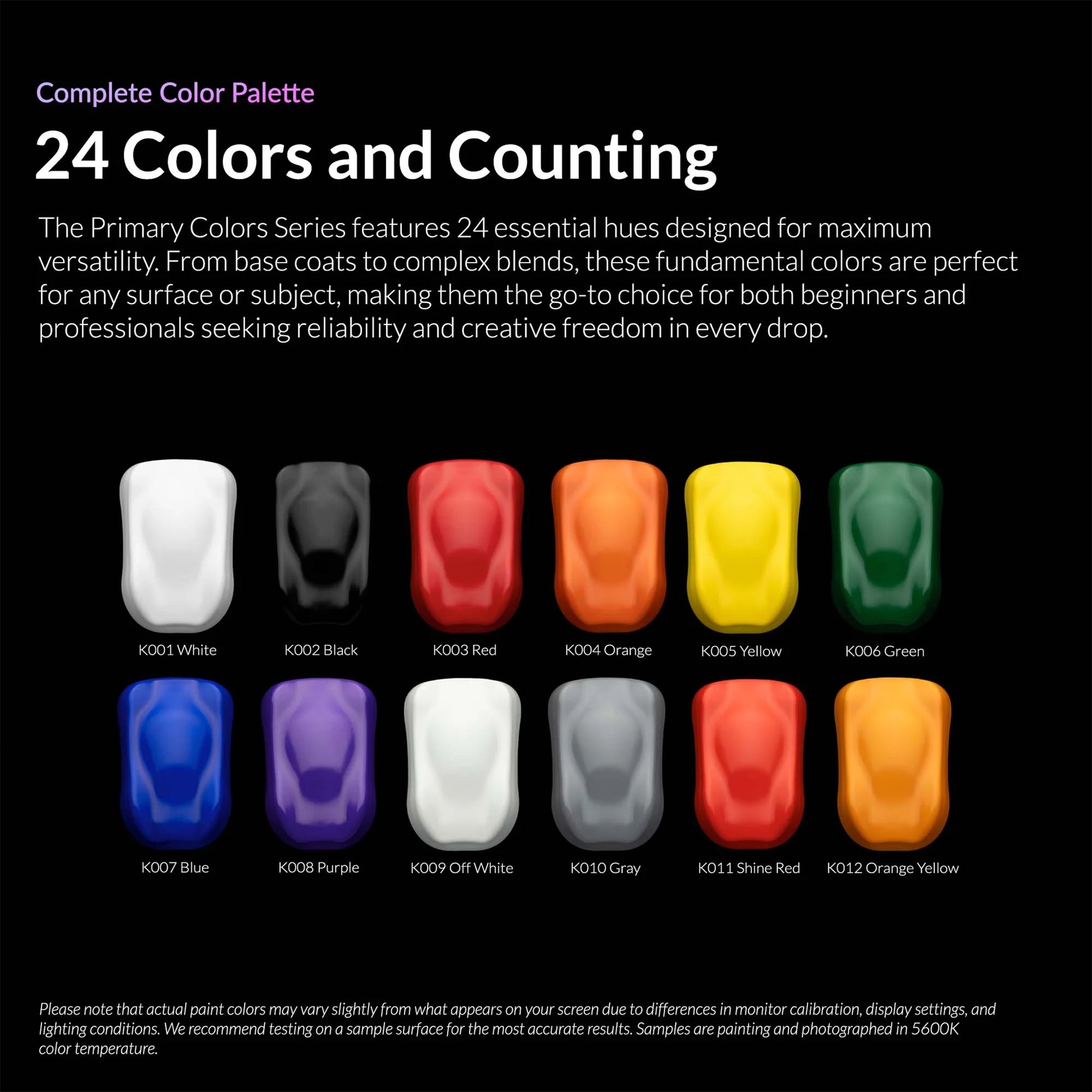 GAAHLERI Kaleido 12 Primary Colors Paint Set