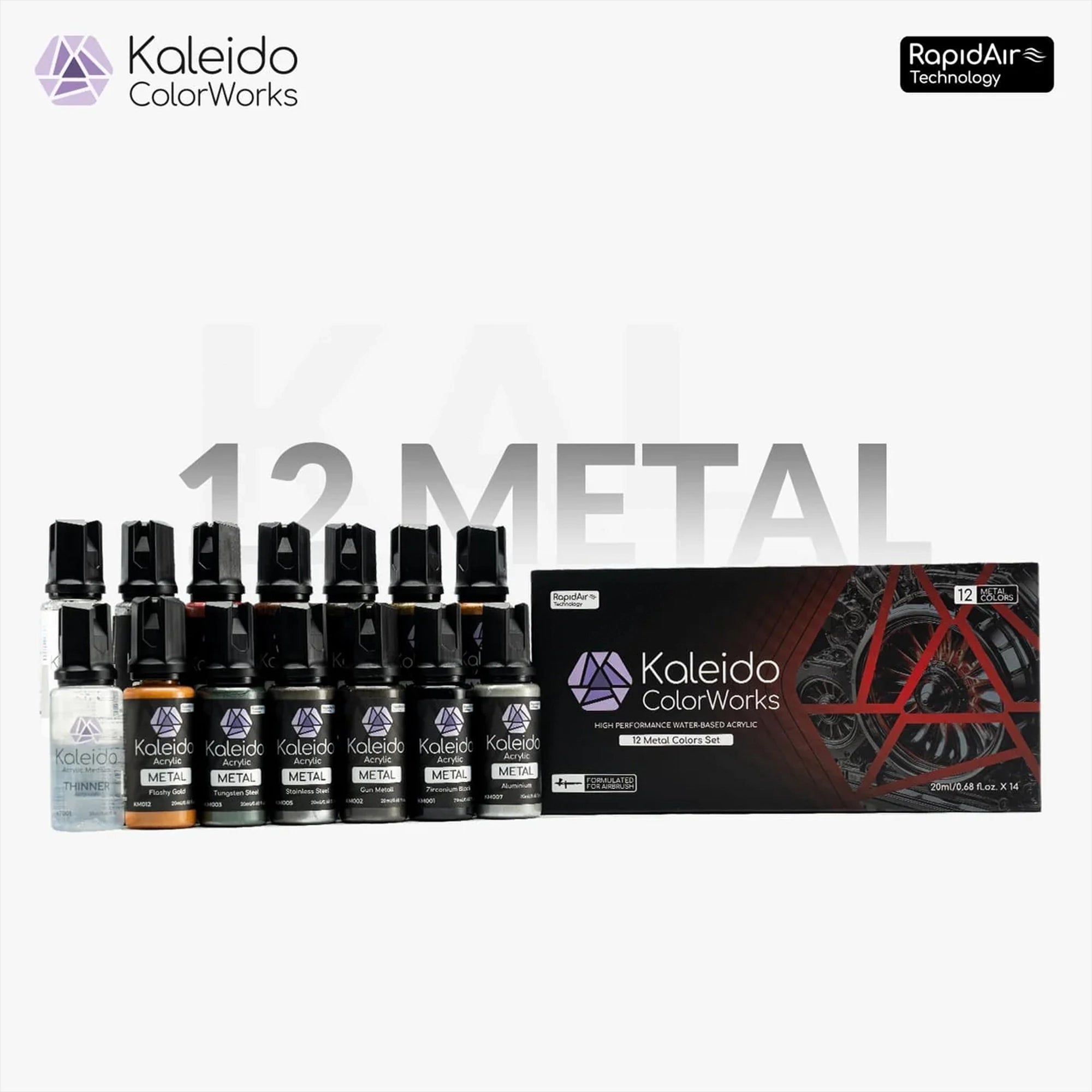 GAAHLERI Kaleido 12 Color Metal Paint Set