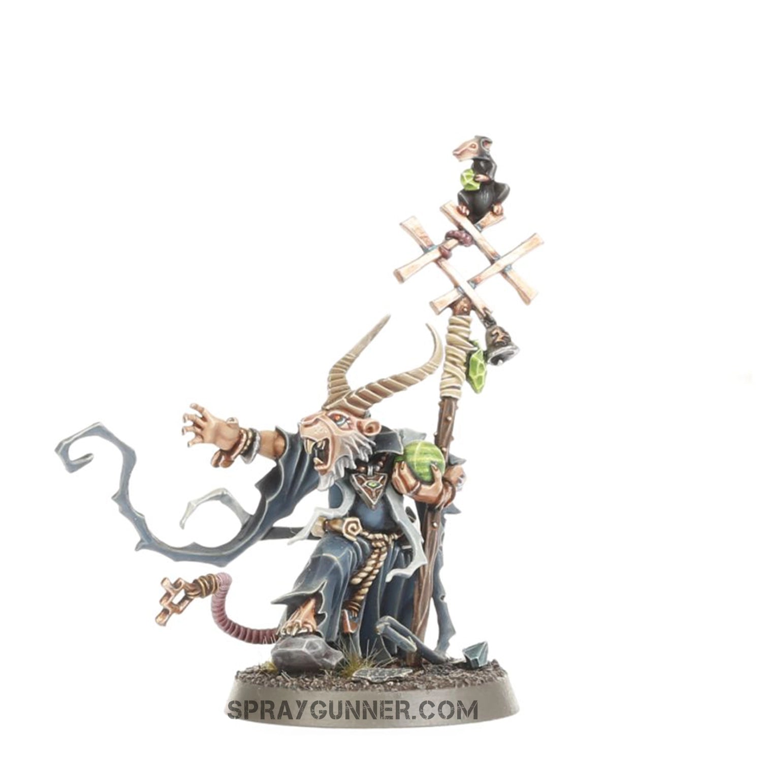 The full army set for the Warhammer Skaven Spearhead includes 25 Citadel models, including as a Grey Seer, Clanrats, and war machines for Age of Sigmar combat.