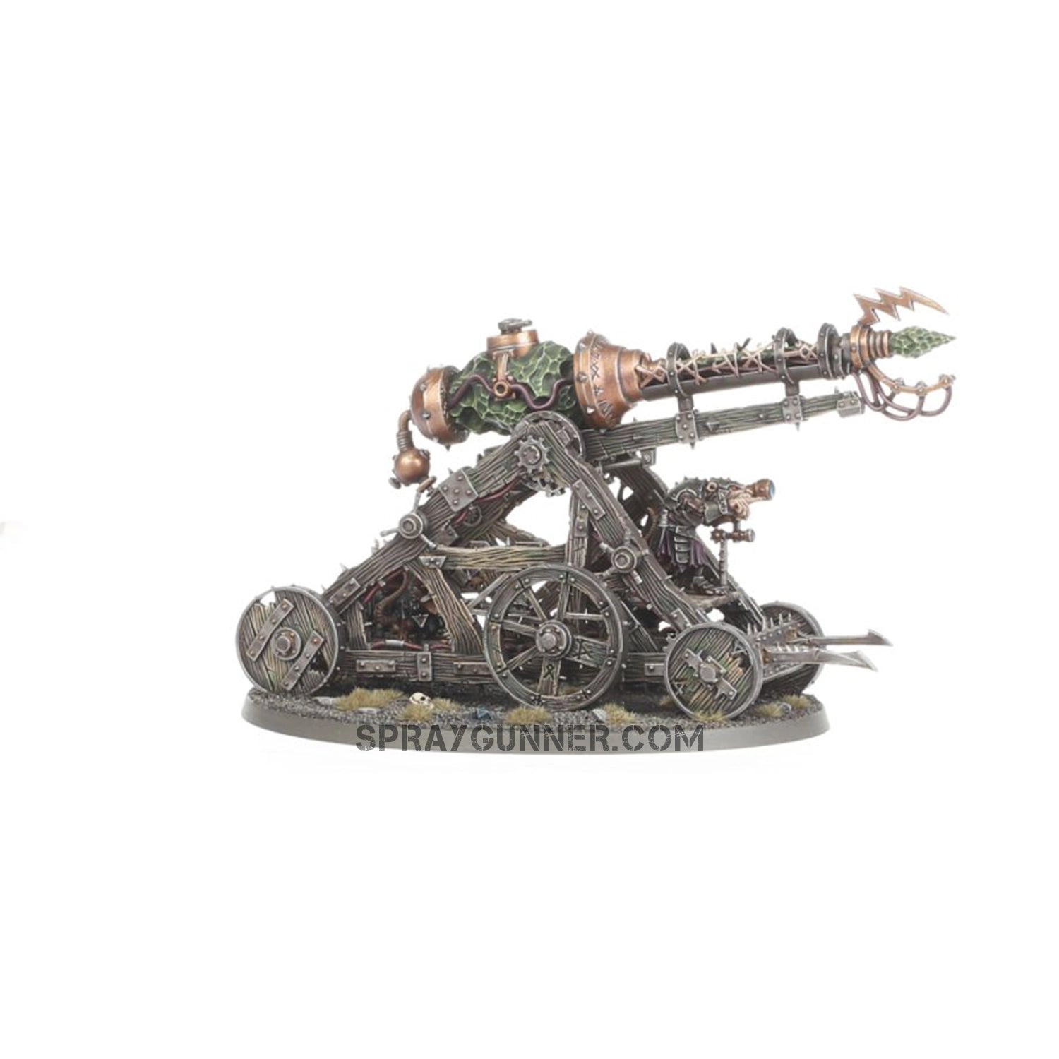 The 20 Citadel figures in the Warhammer Skaven Spearhead Complete Army Set include a Grey Seer, Clanrats, and war machines for Age of Sigmar combat.