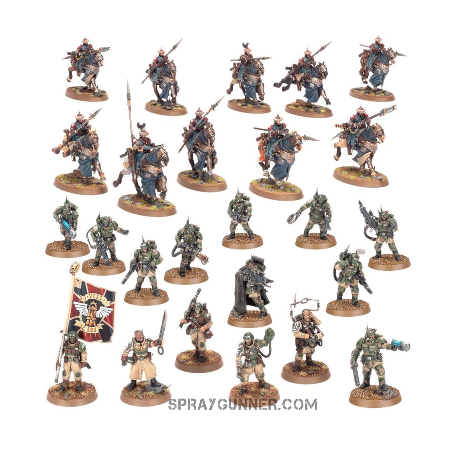 This beginning army set for Warhammer 40K: Combat Patrol-Astra Militarum includes 25 Citadel figures. Use this scale model kit to construct your own Imperial Guard unit.
