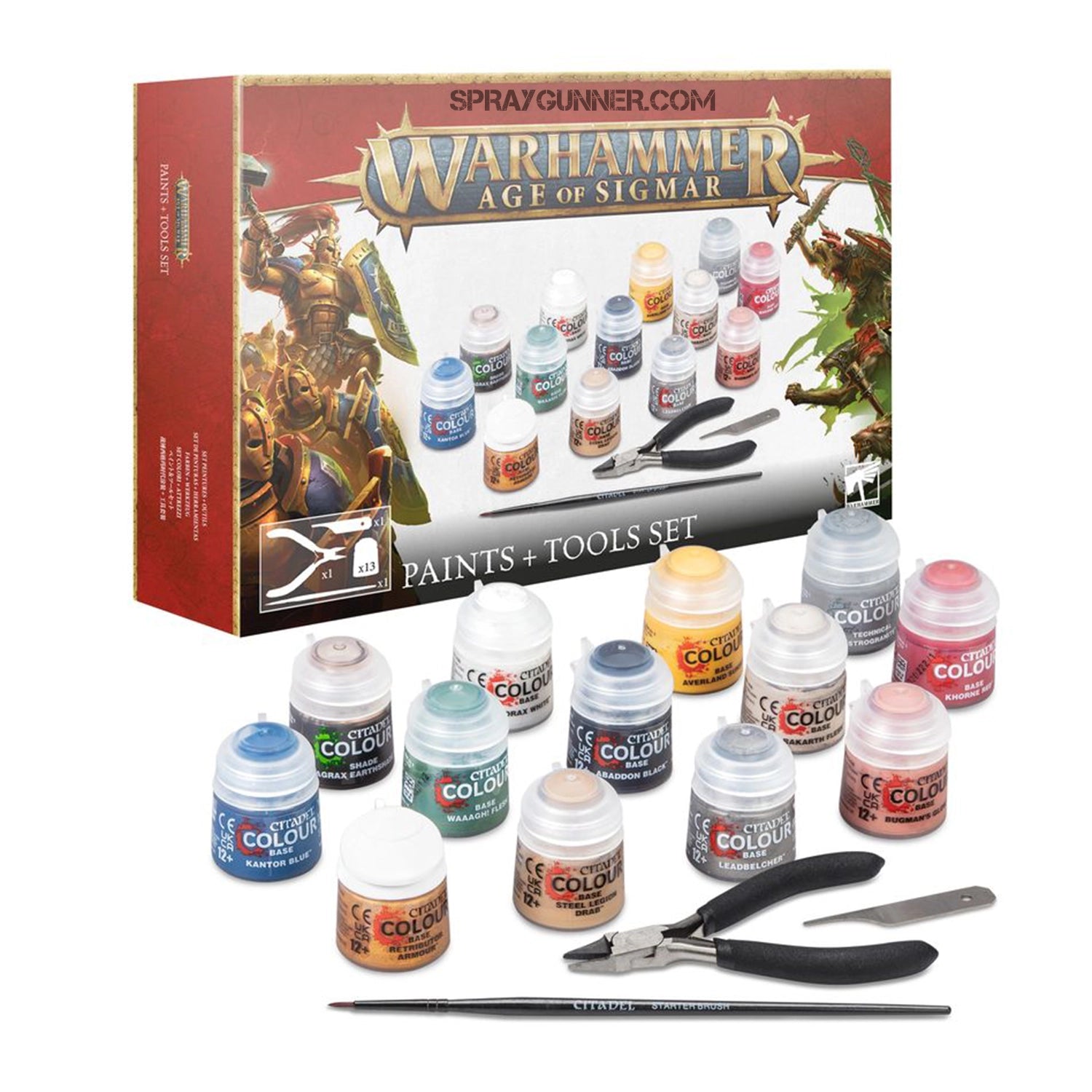 WARHAMMER AGE OF SIGMAR: PAINTS + TOOLS SET (ENG) - Urbanlystore