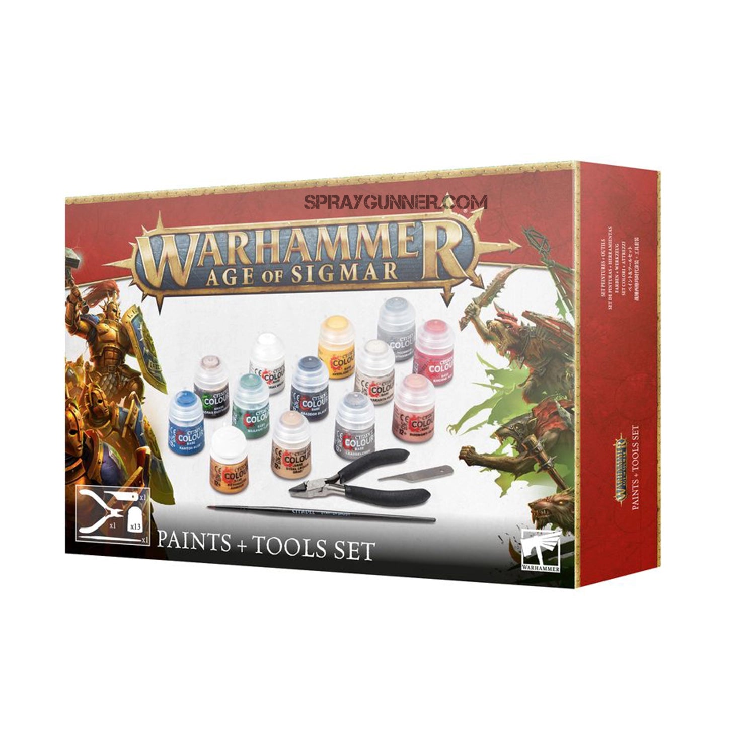 WARHAMMER AGE OF SIGMAR: PAINTS + TOOLS SET (ENG) - Urbanlystore
