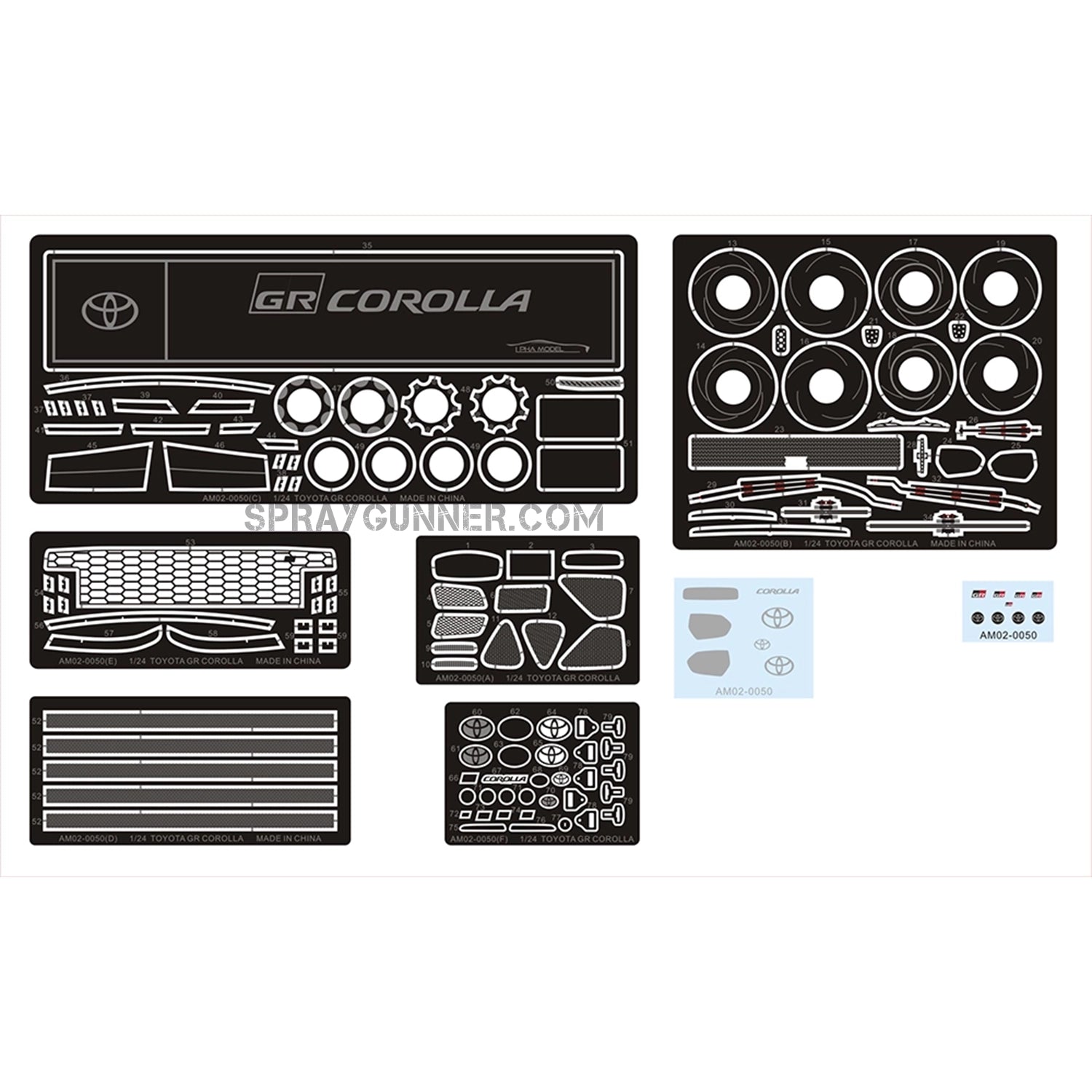 ALPHA MODEL: Urbanlystore's 1/24 scale model car kit for Toyota GR COROLLA. Car fans and hobbyists will love this intricate scale model kit.