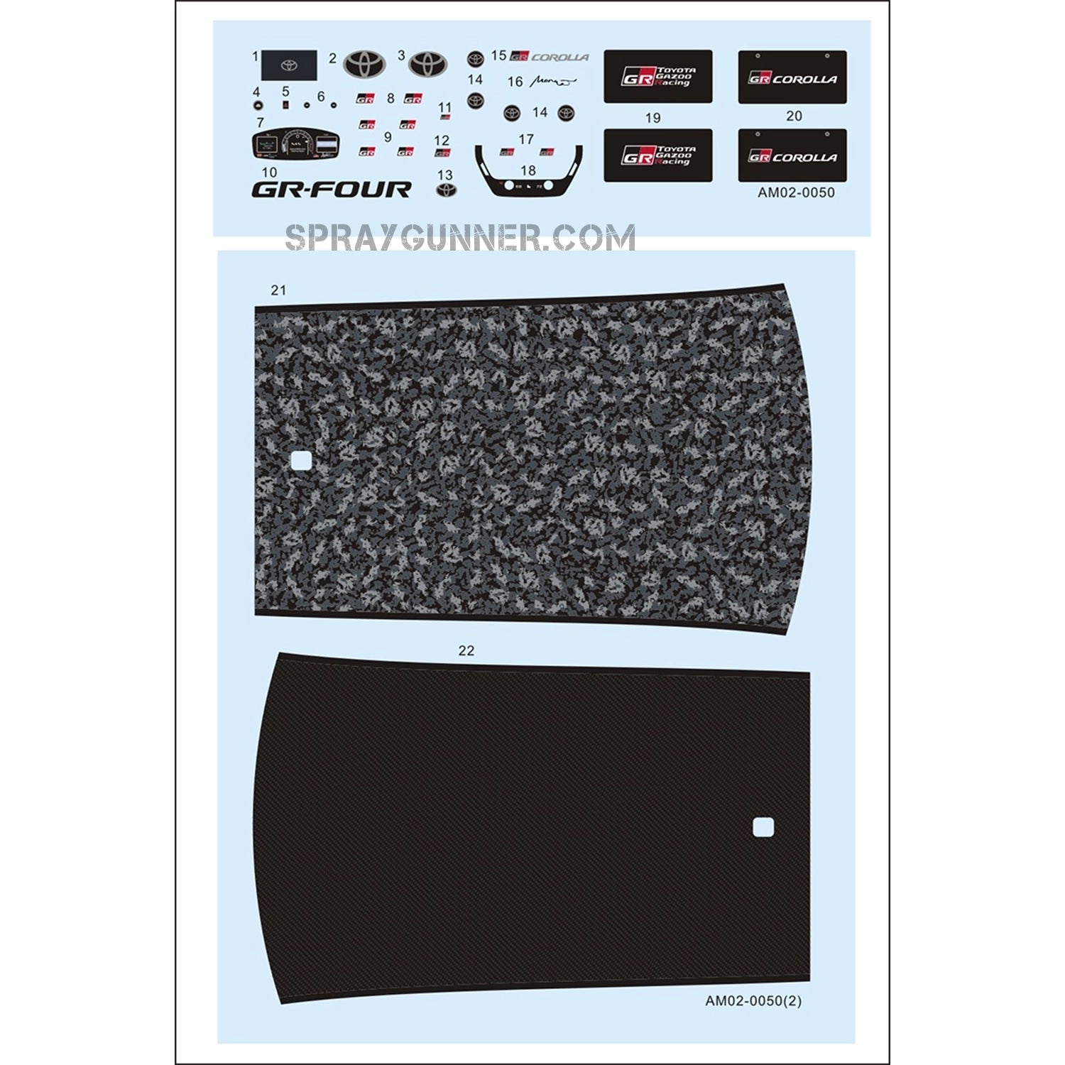 SprayGunner's ALPHA MODEL 1/24 scale model automobile kit for Toyota GR COROLLA. Detailed size model kit for auto lovers and hobbyists.