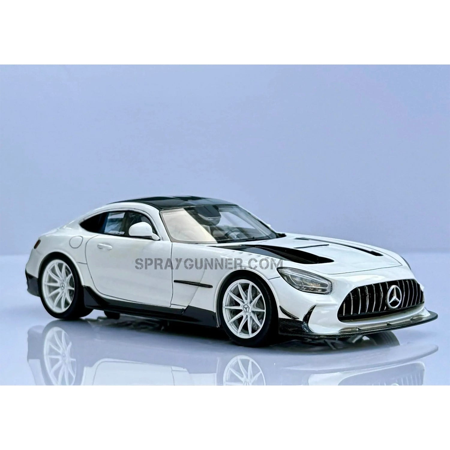 The Mercedes AMG GT Black Series ALPHA MODEL 1/24 scale model vehicle kit is a highly detailed copy with precise parts and aerodynamic design.