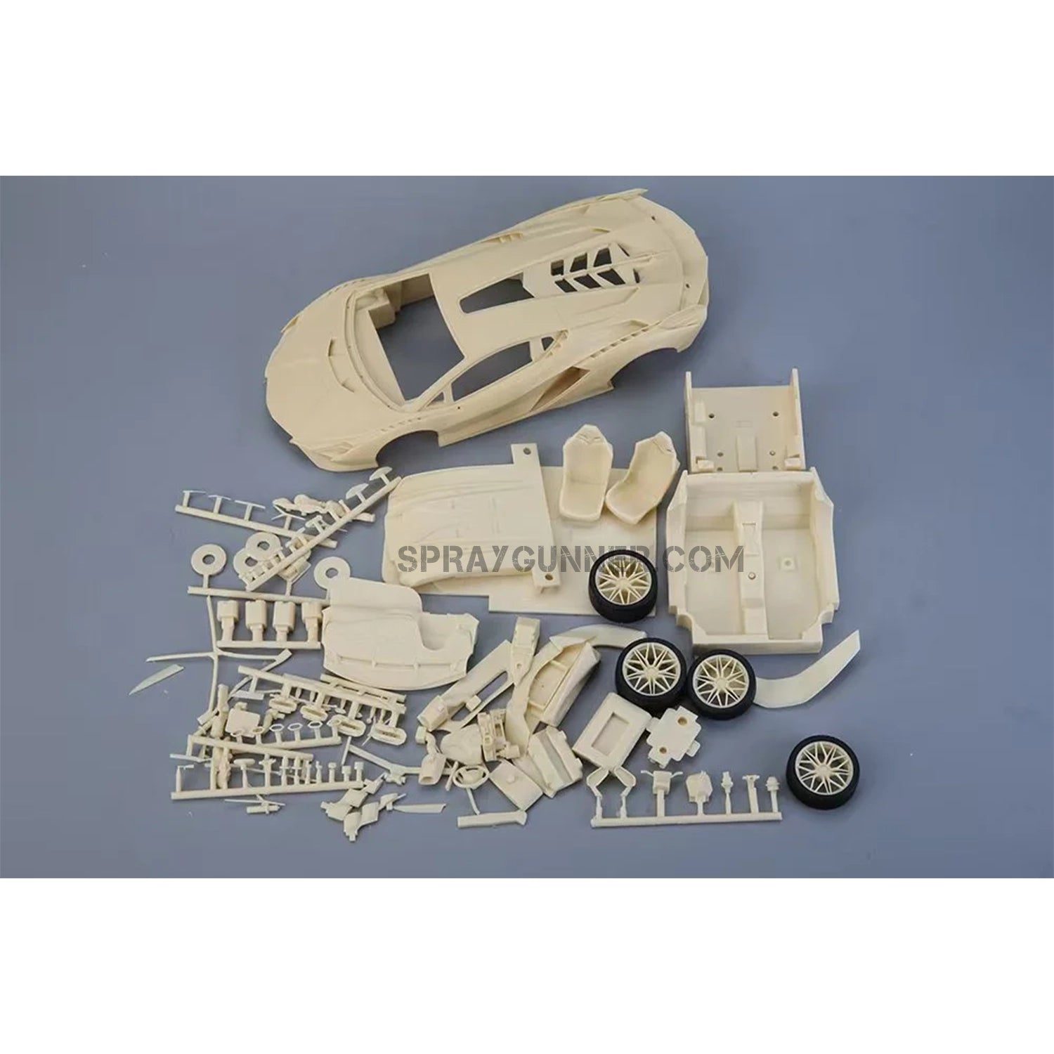 With both open and closed door perspectives, the Lamborghini Sián is depicted in great detail in this ALPHA MODEL 1/24 Scale Model Car Kit.