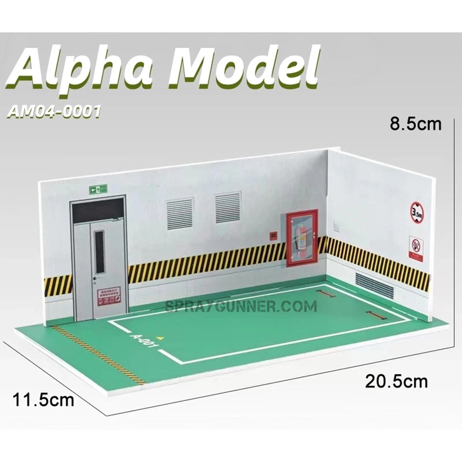 ALPHA MODEL 1/24 Model scene AM04-0001, a realistic scale model display setting for 1/24 car models. Features detailed walls and flooring, ideal for collectors.