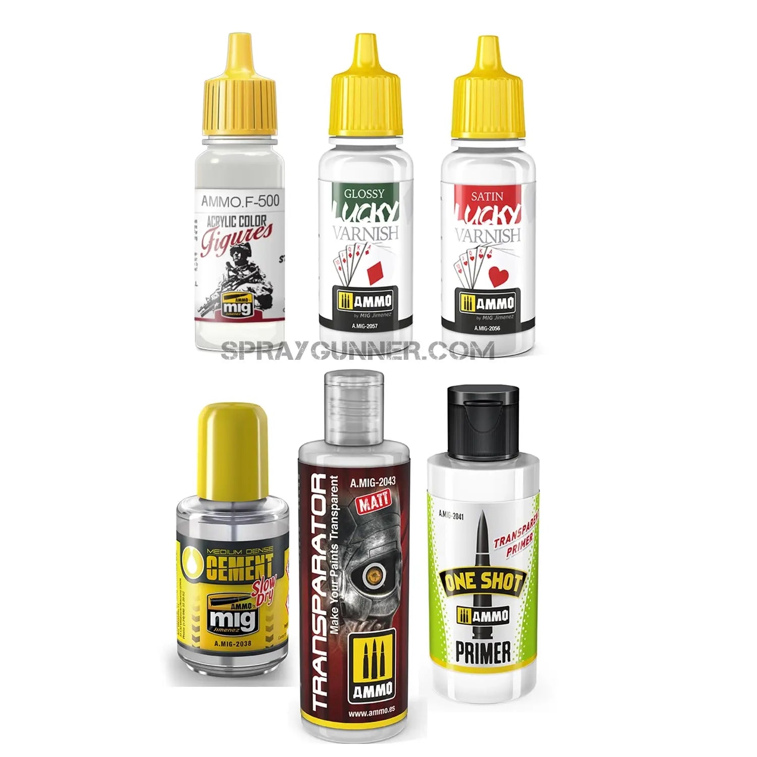 AMMO by MIG 'Good to Have' Special Collection airbrush paint set includes acrylic paints, varnishes, primer, and modeling cement for scale models.