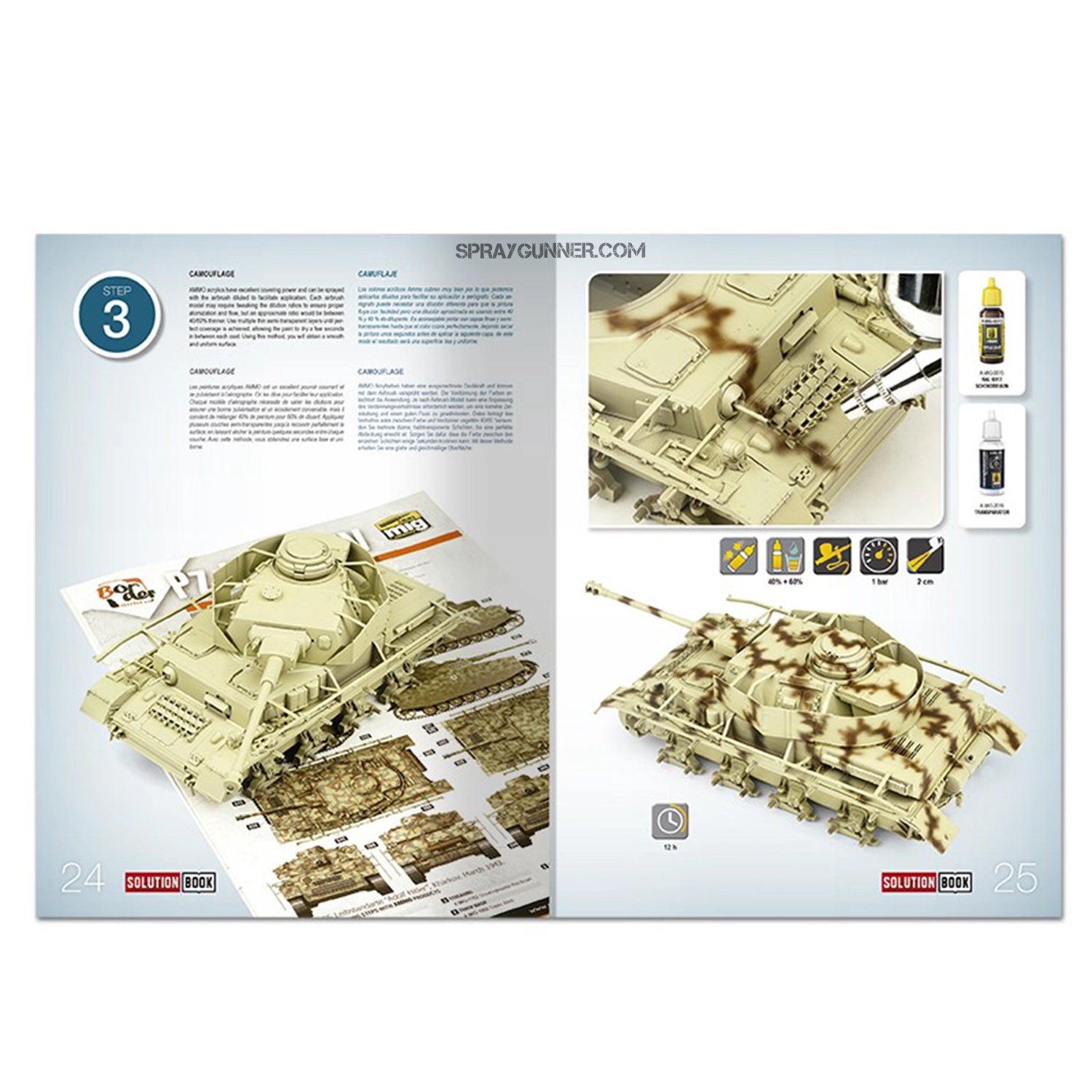 AMMO by MIG How to Paint WWII German Mid-War Vehicles SOLUTION BOOK 21 (Multilingual Book) - Urbanlystore
