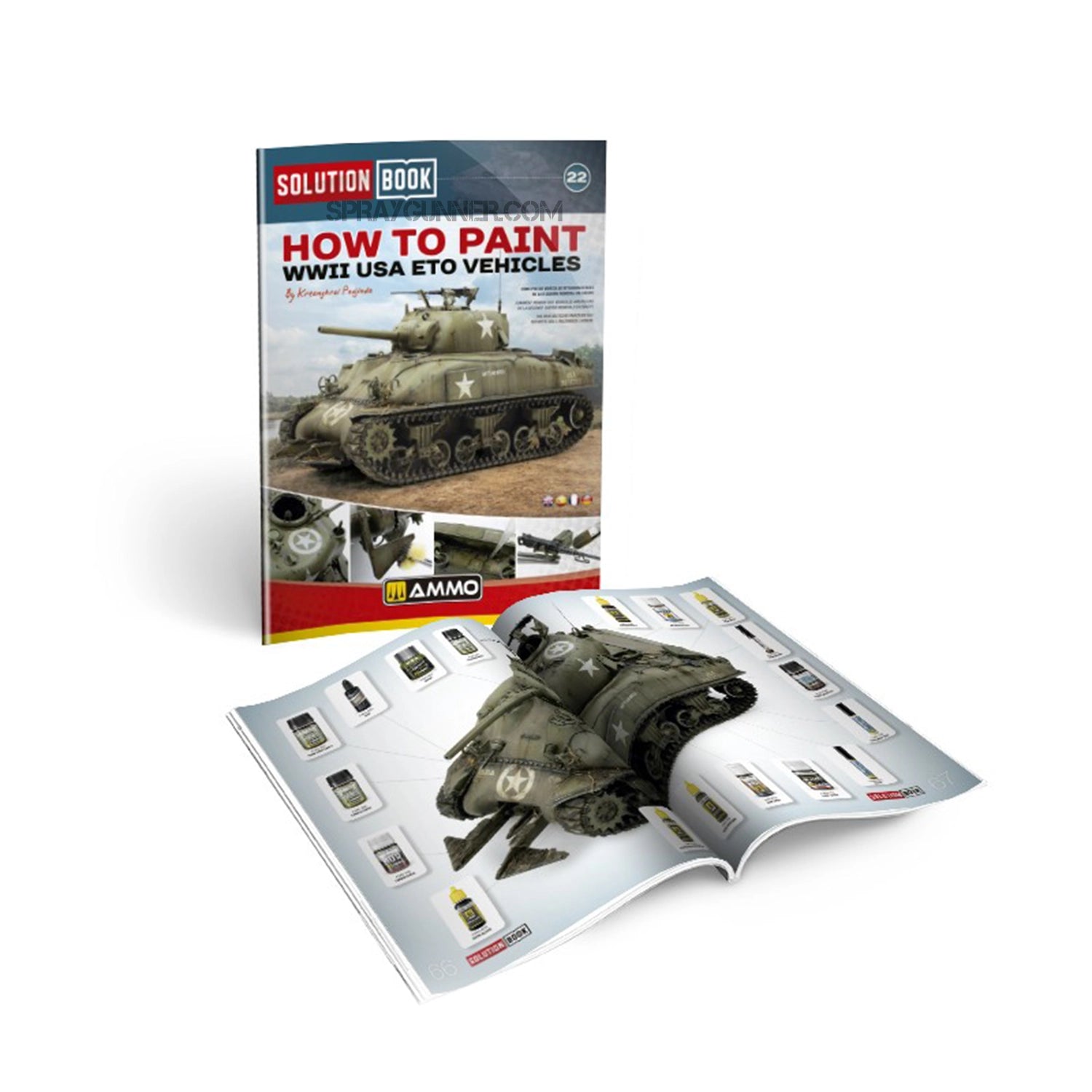Ammo by MIG Publications SOLUTION BOOK 22 - How to Paint WWII USA ETO Vehicles (Multilingual Book) - Urbanlystore