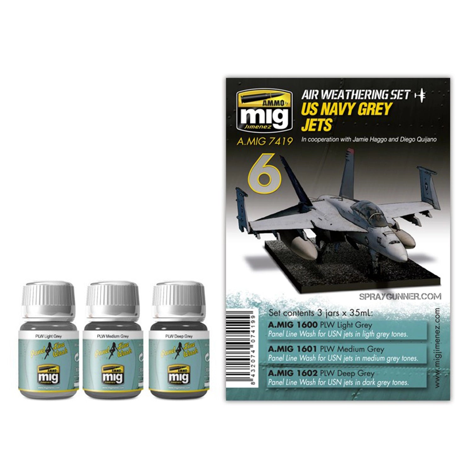 AMMO by MIG Aircraft Panel Line Wash Sets US Navy Grey Jets - Urbanlystore