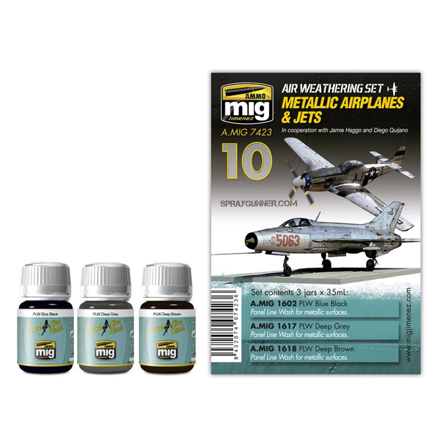 AMMO by MIG Aircraft Panel Line Wash Sets Metallic Airplanes & Jets - Urbanlystore