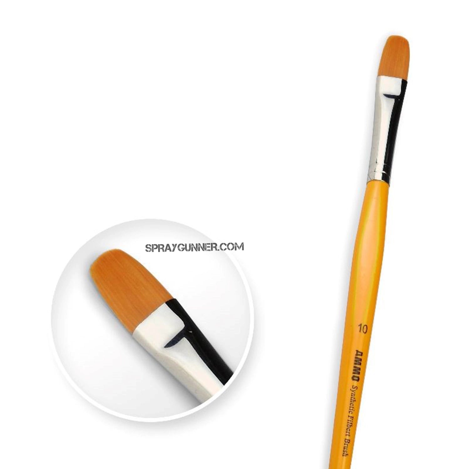 AMMO by MIG Brushes - 10 Synthetic Filbert Brush with T-Handle - Urbanlystore