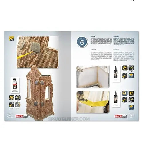 AMMO by MIG Publications - How to Paint Brick Buildings. Colors & Weathering System Solution Book (Multilingual) AMMO by Mig Jimenez