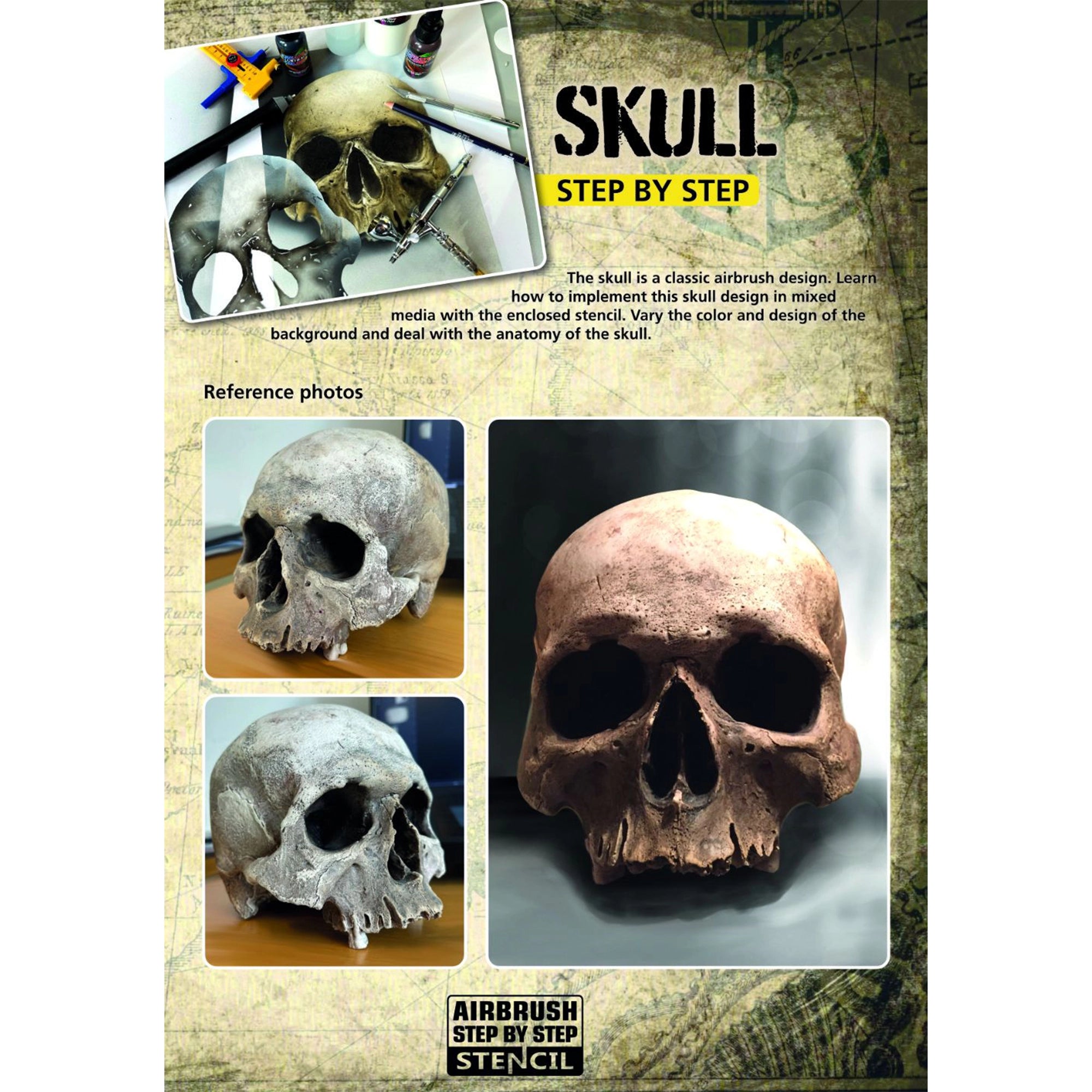 Airbrush Step by Step Stencil Set - Skull