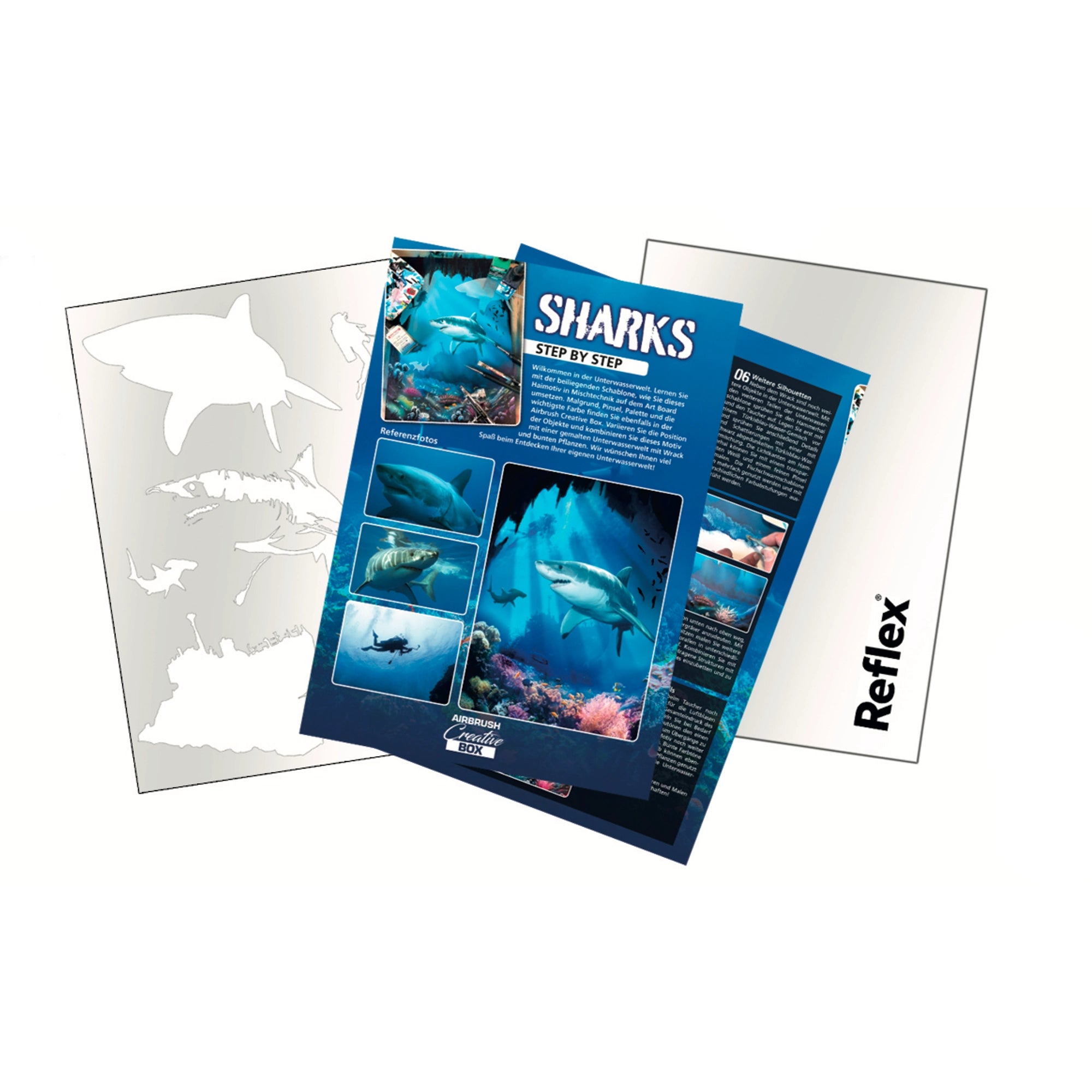 Airbrush Step by Step Stencil Set - Sharks