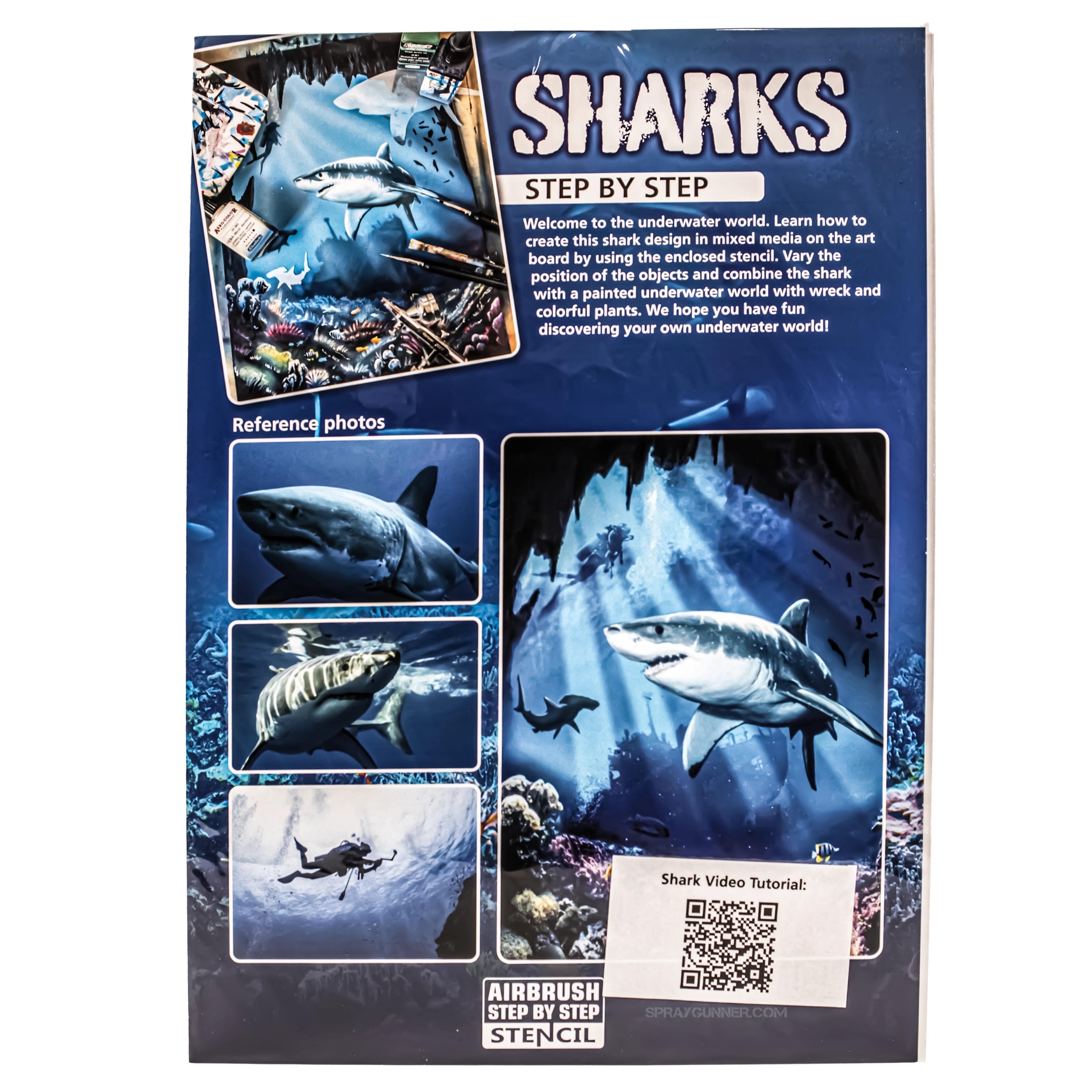 Airbrush Step by Step Stencil Set - Sharks