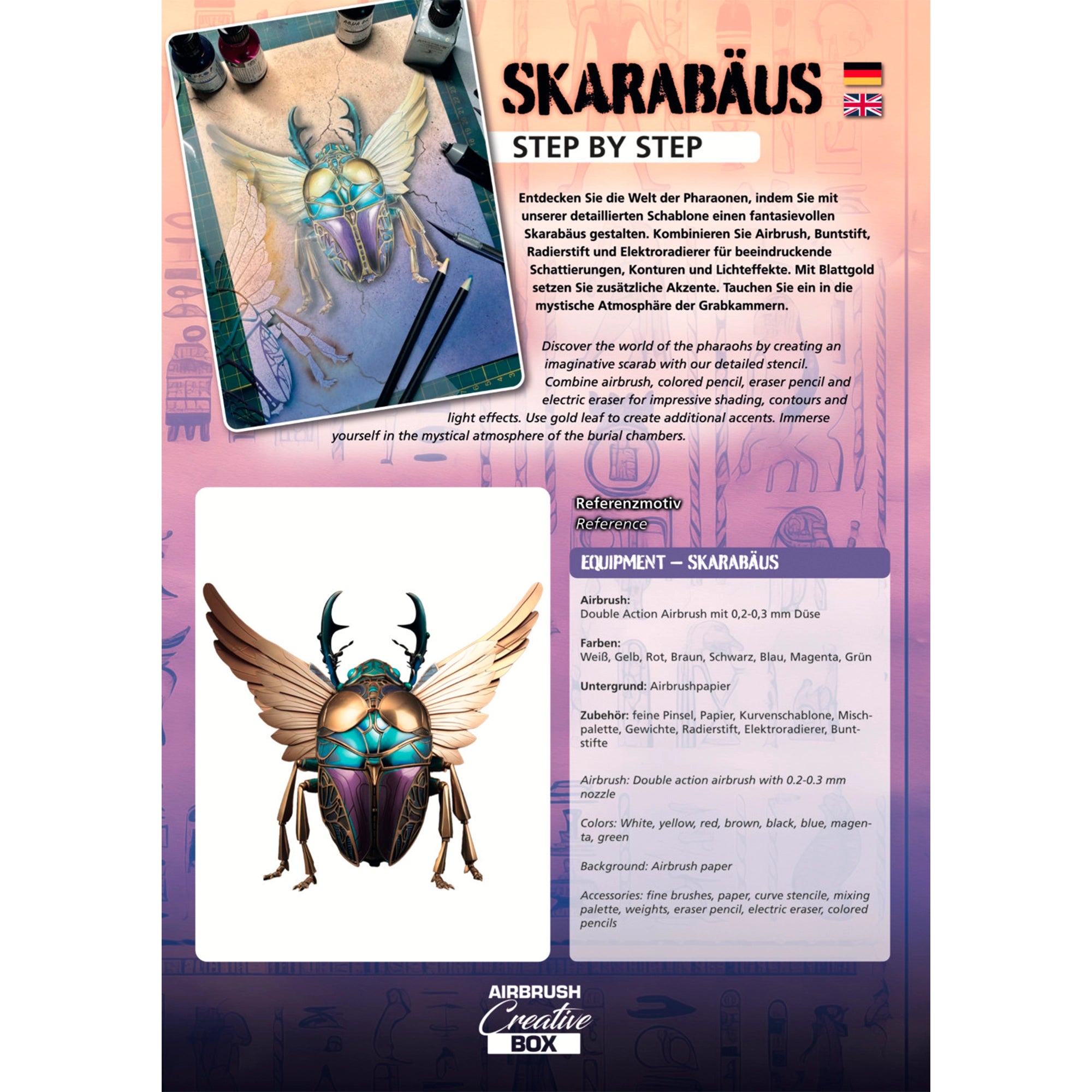 Airbrush Step by Step Stencil Set - Scarab