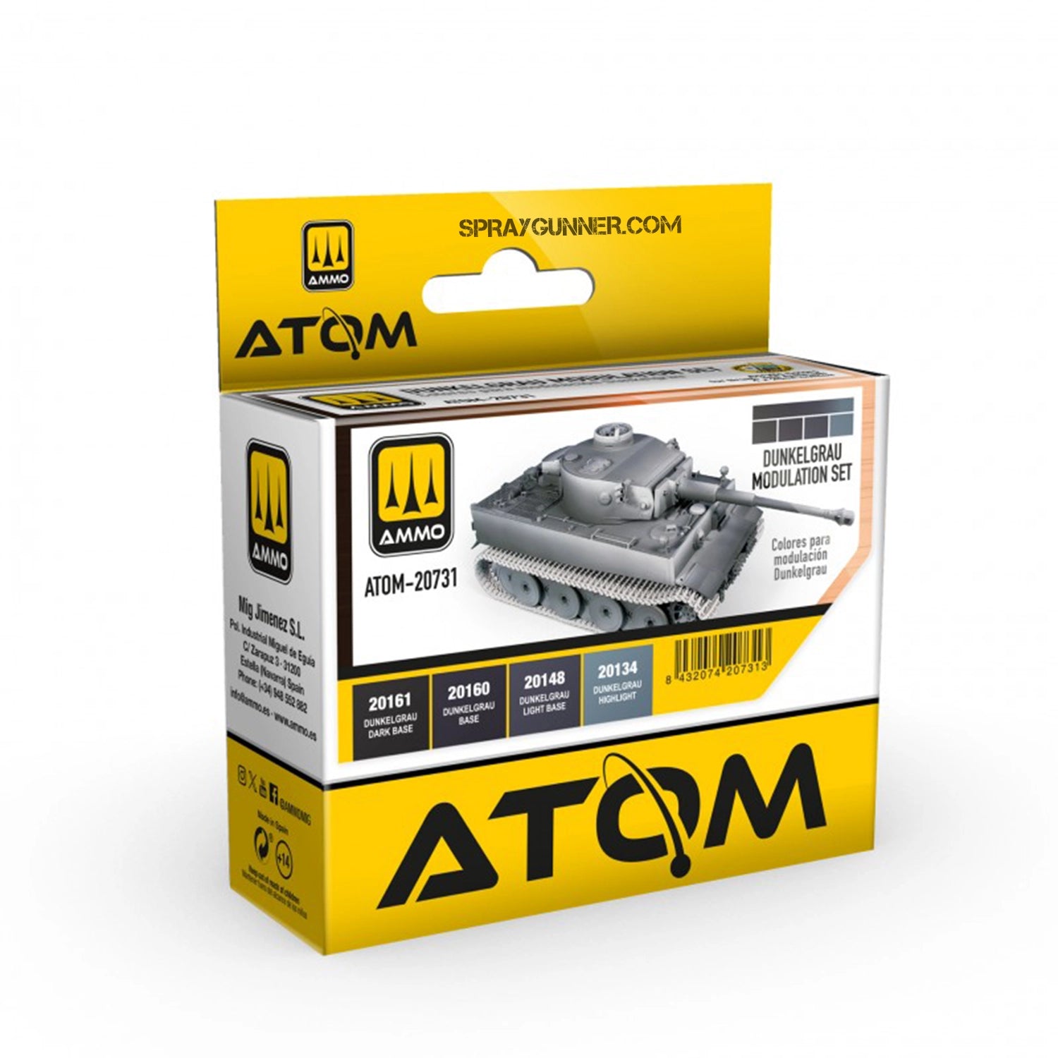 ATOM Dunkelgrau Modulation Set airbrush paint by AMMO, ideal for realistic shading on German WWII vehicles. Precision-mixed acrylic paints for model enthusiasts.