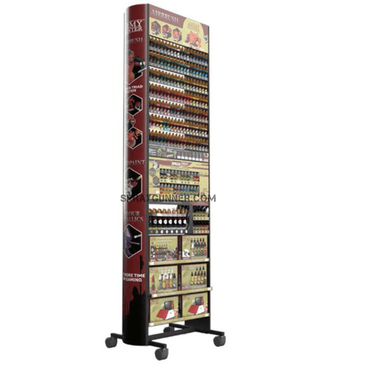 Warpaints Air Rack - All-in-One Display by THE ARMY PAINTER, tall mobile paint storage shelf for organizing Warpaints Air and Speedpaint bottles.