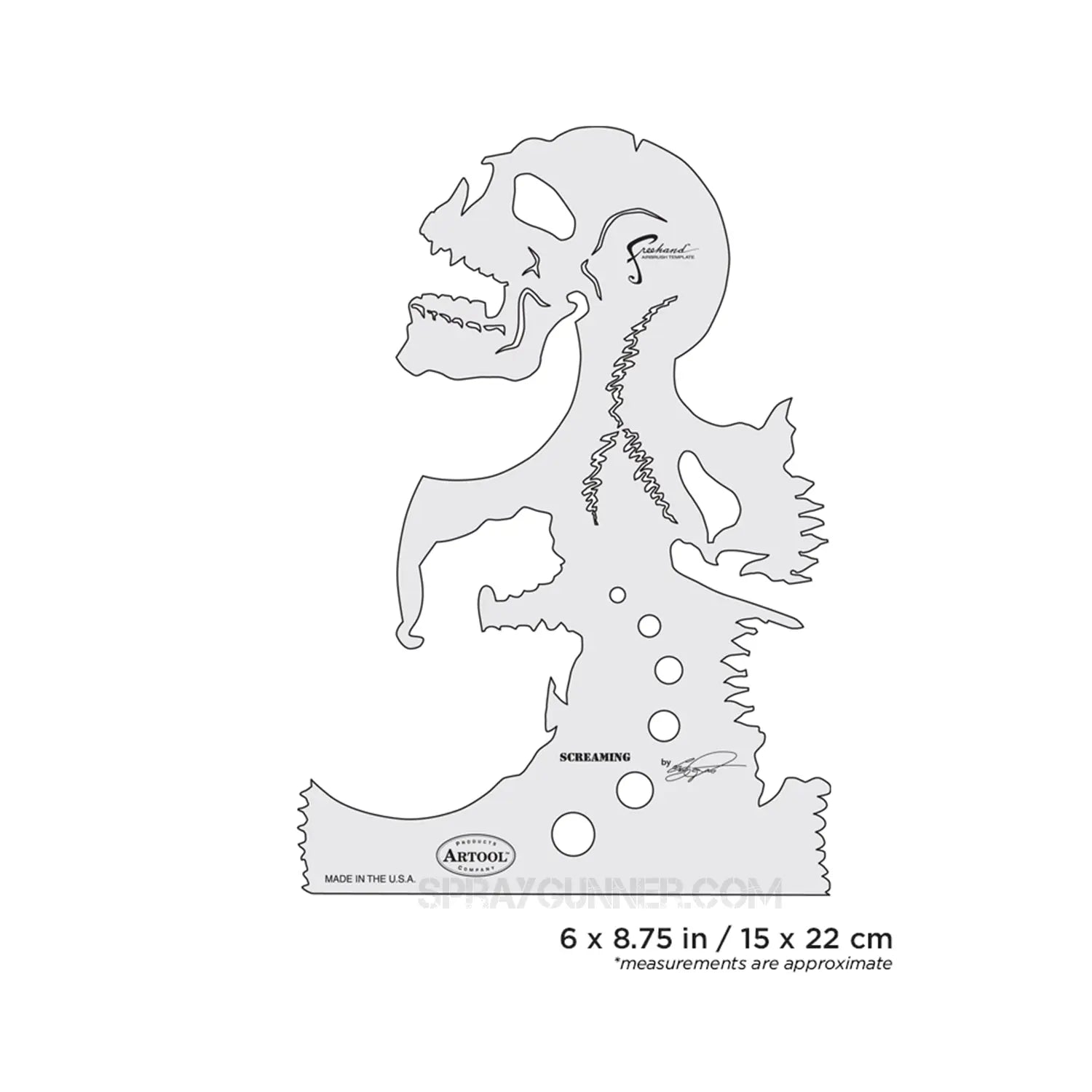 Artool Skullmaster Screaming Freehand Airbrush Template by Craig Fraser Artool