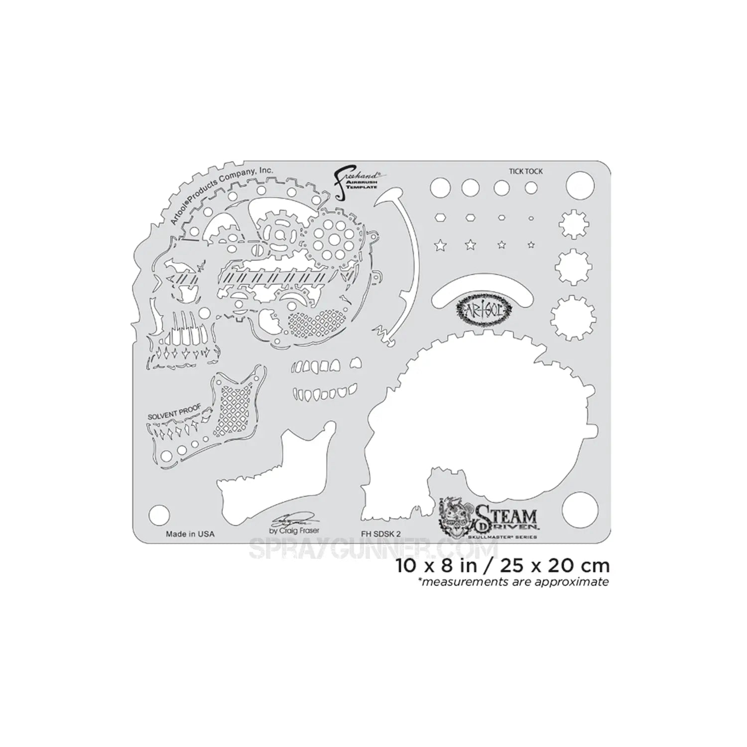 Artool Steam Driven Tick Tock Freehand Airbrush Template by Craig Fraser Artool