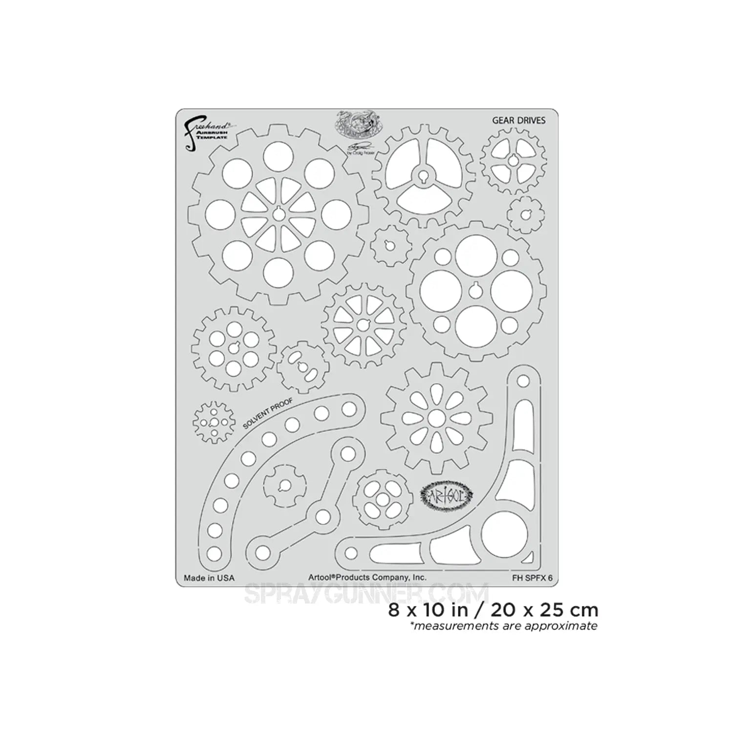 Artool Steampunk FX Gear Drives Freehand Airbrush Template by Craig Fraser Artool