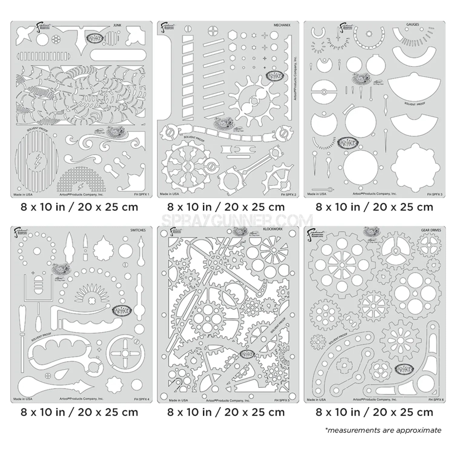 Artool Steampunk FX Set Freehand Airbrush Template by Craig Fraser Artool