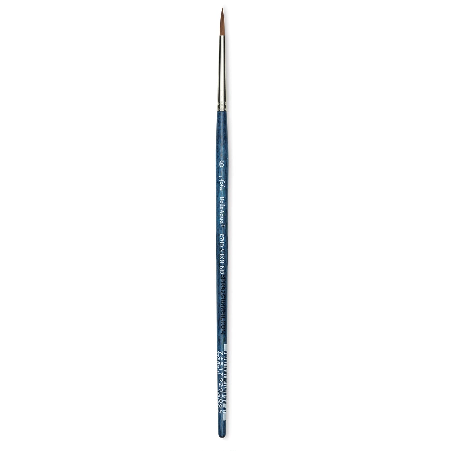 Silver Brush BelleAqua Round Short Handle Brush Size 6 with a sleek blue handle and fine bristles for precise painting. Available at Urbanlystore.